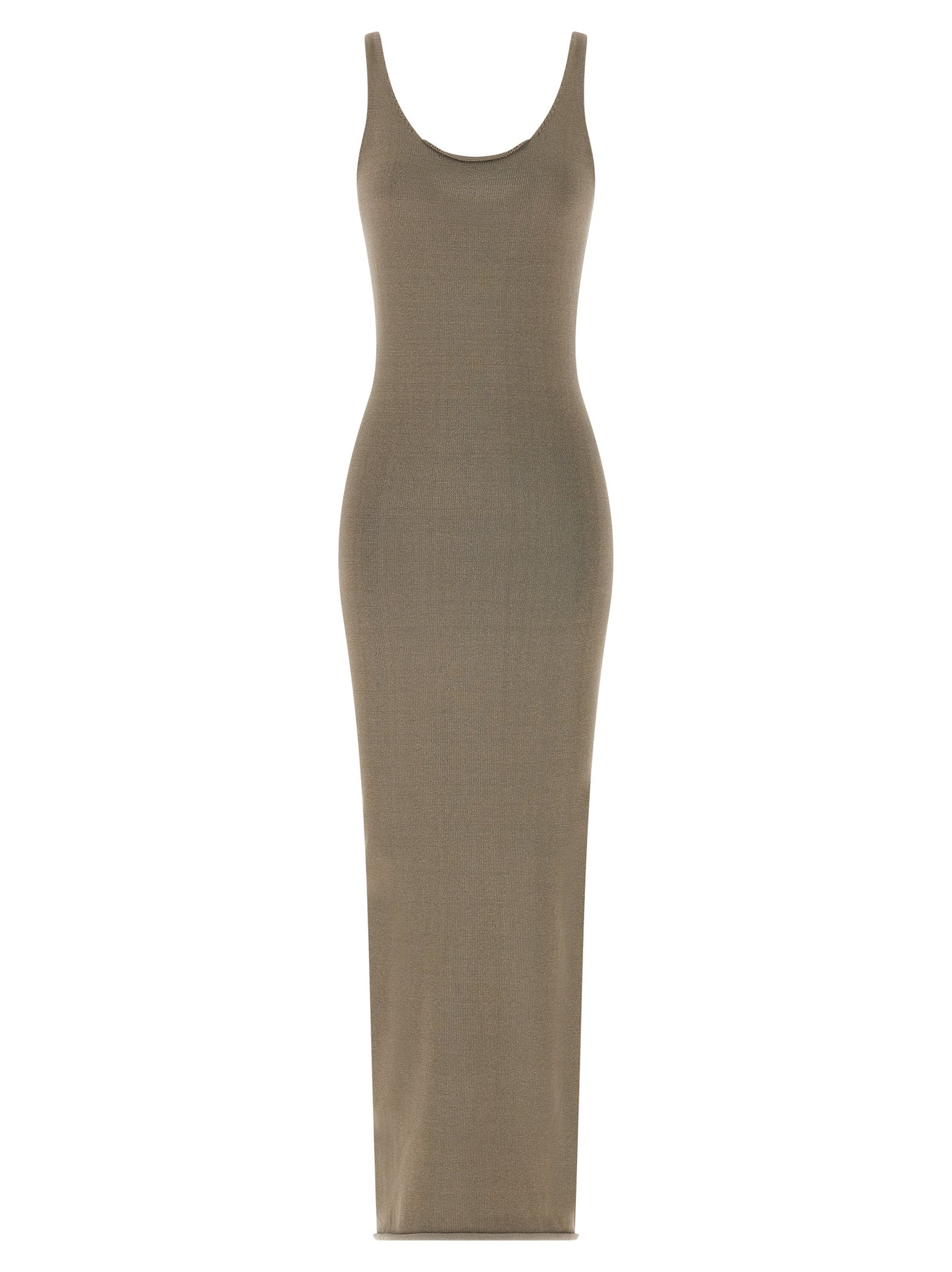 Beige Cotton Midi Dress