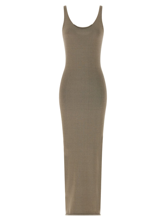Beige Cotton Midi Dress
