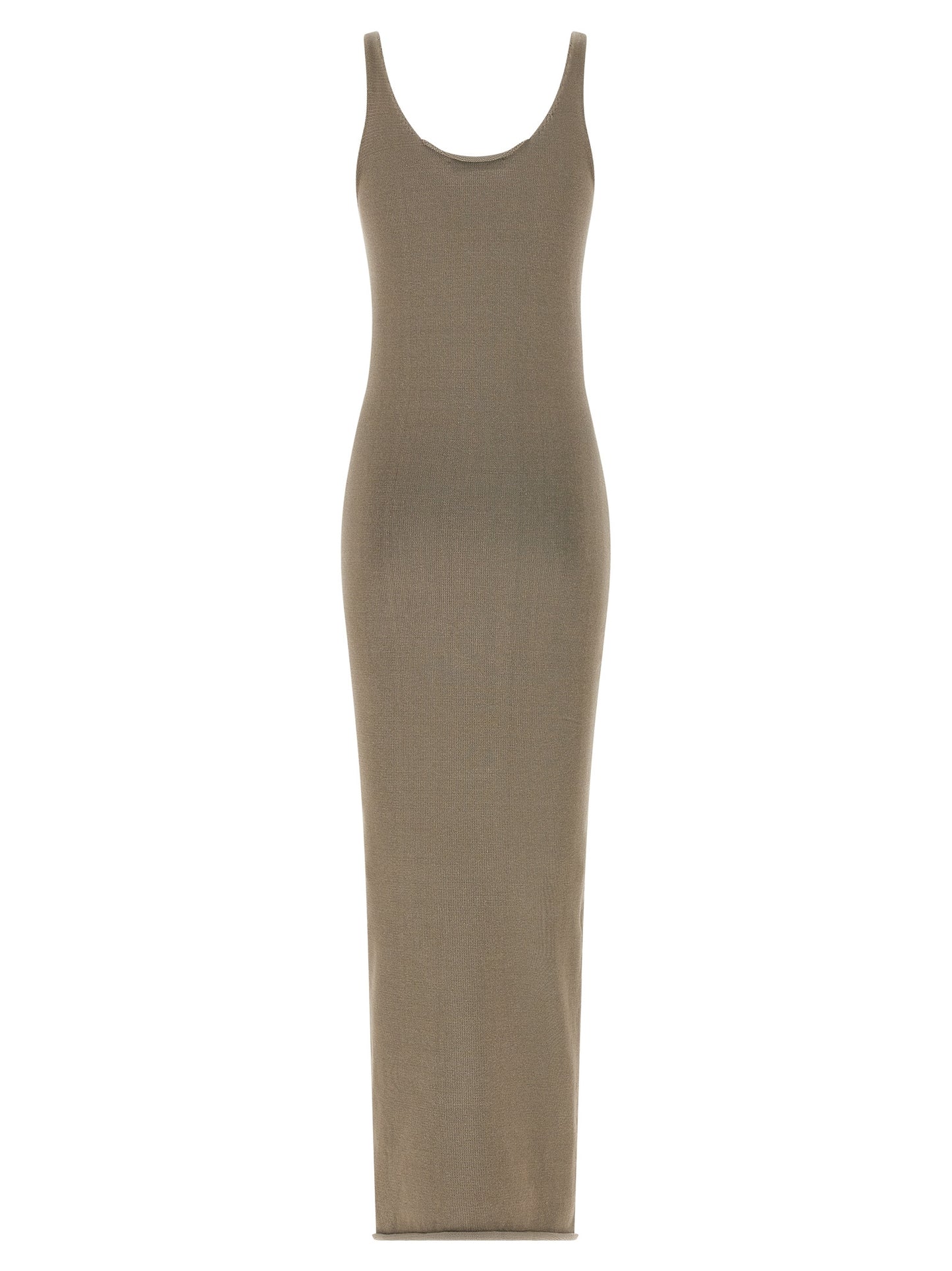 Beige Cotton Midi Dress