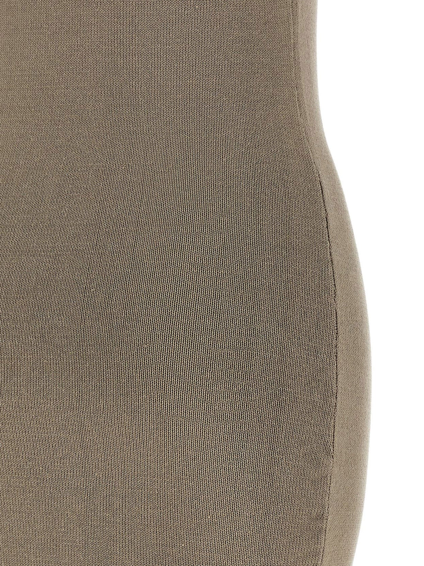 Beige Cotton Midi Dress