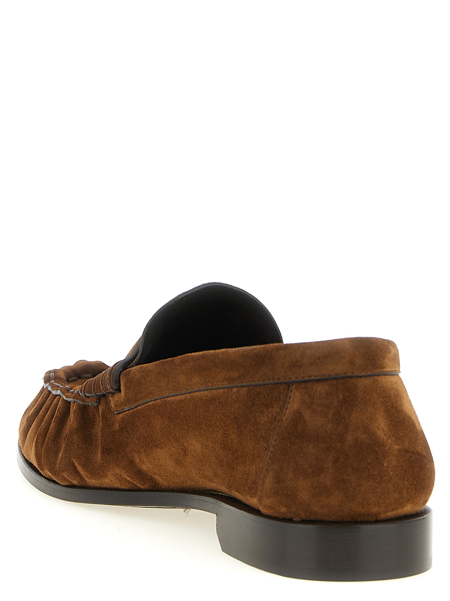 Saint Laurent Brown Calfskin Slip-On Loafers