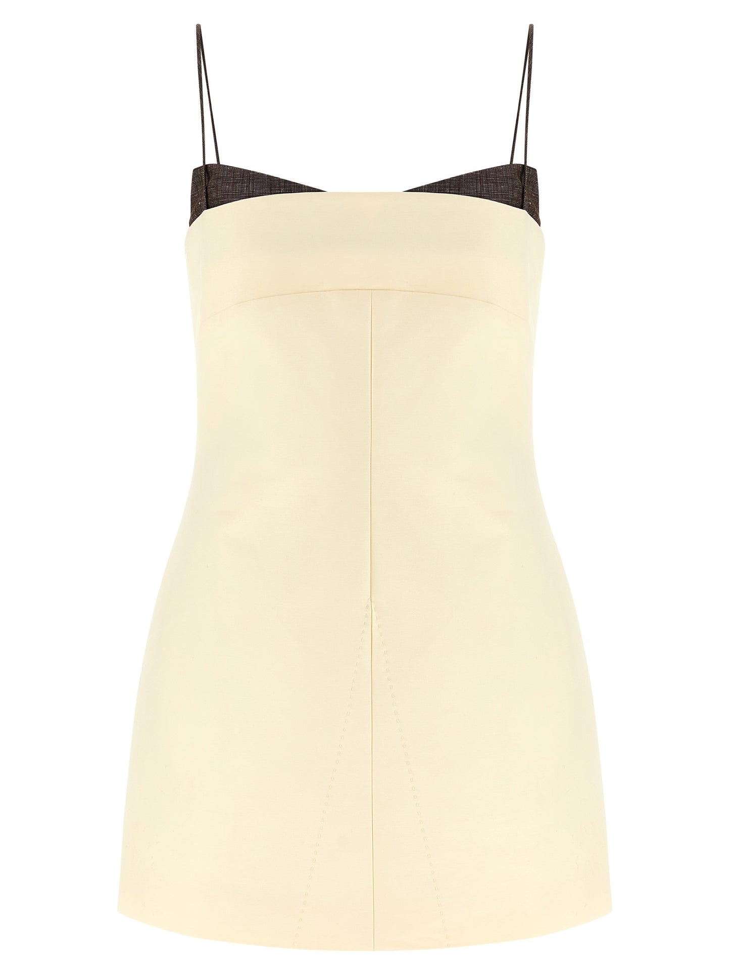 Beige Cotton Short Dress