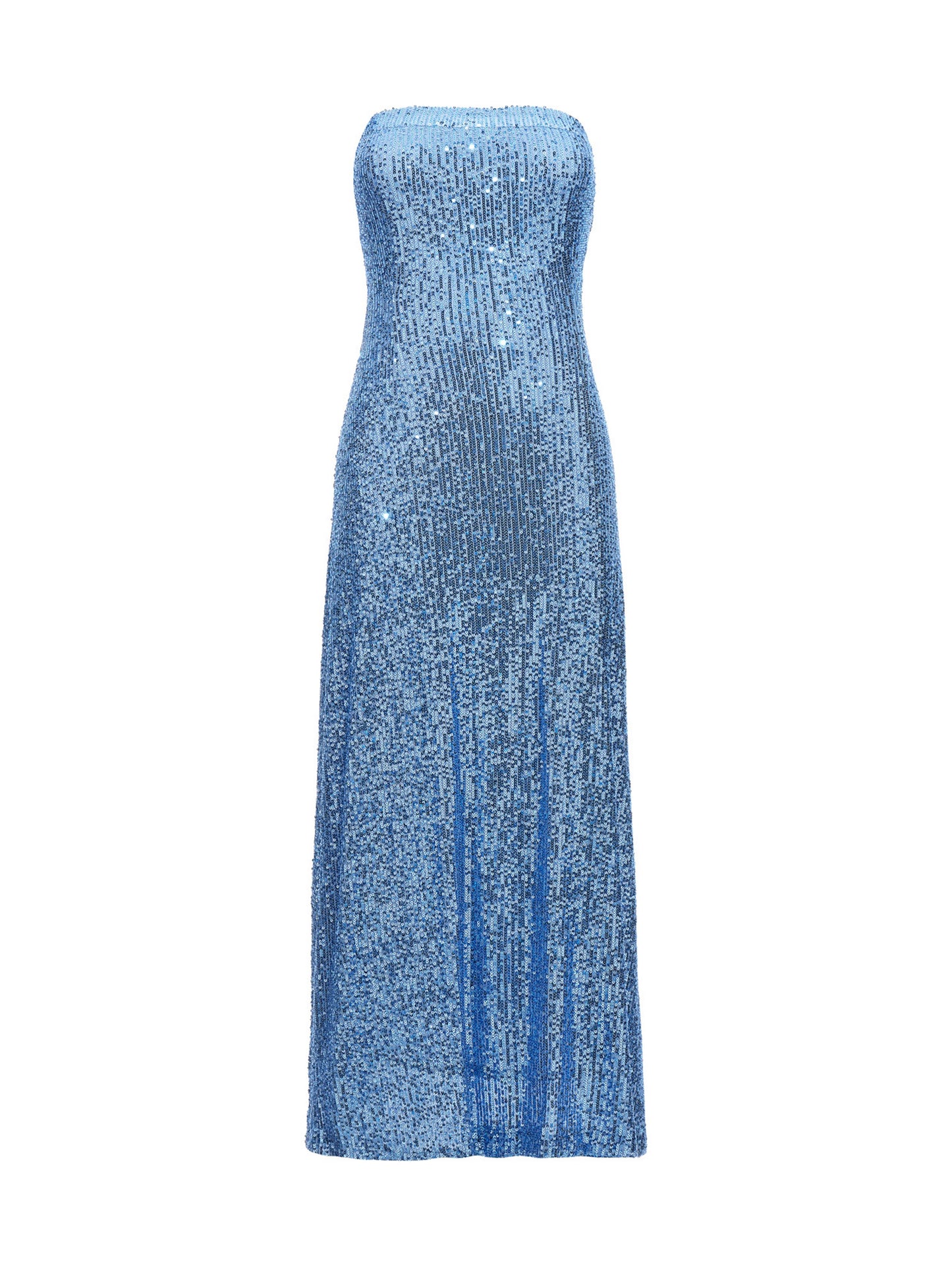 Blue Polyester Long Dress