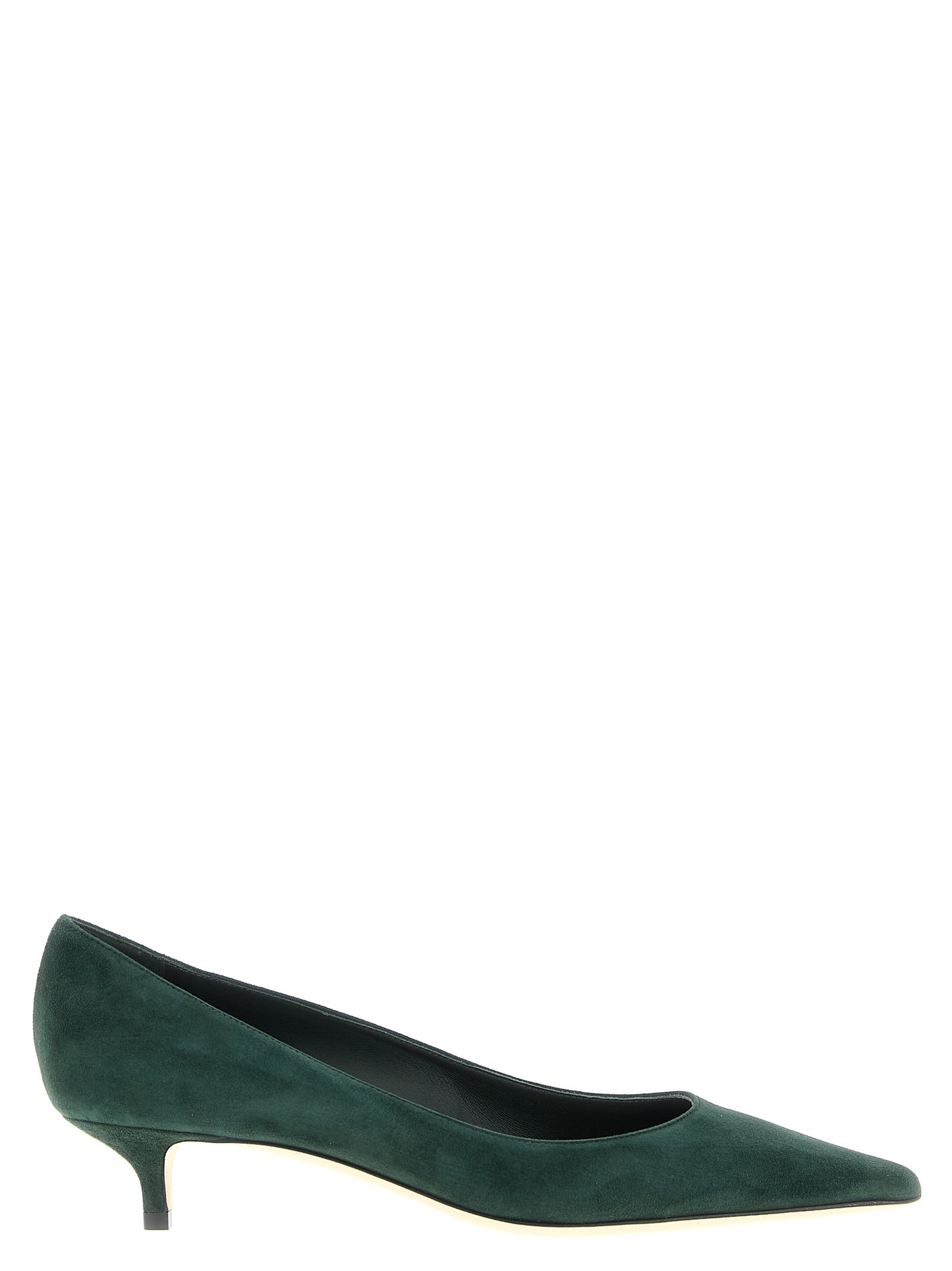 Bicolor Leather Mid Heel Pumps
