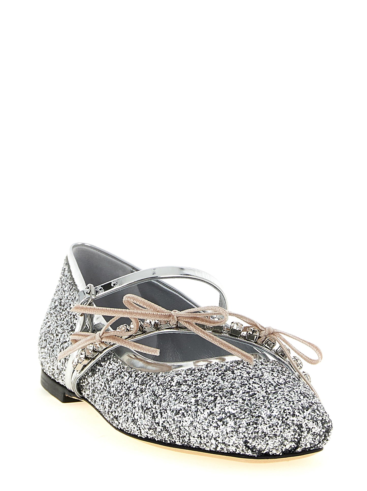 Silver Tencel Ballet Flats