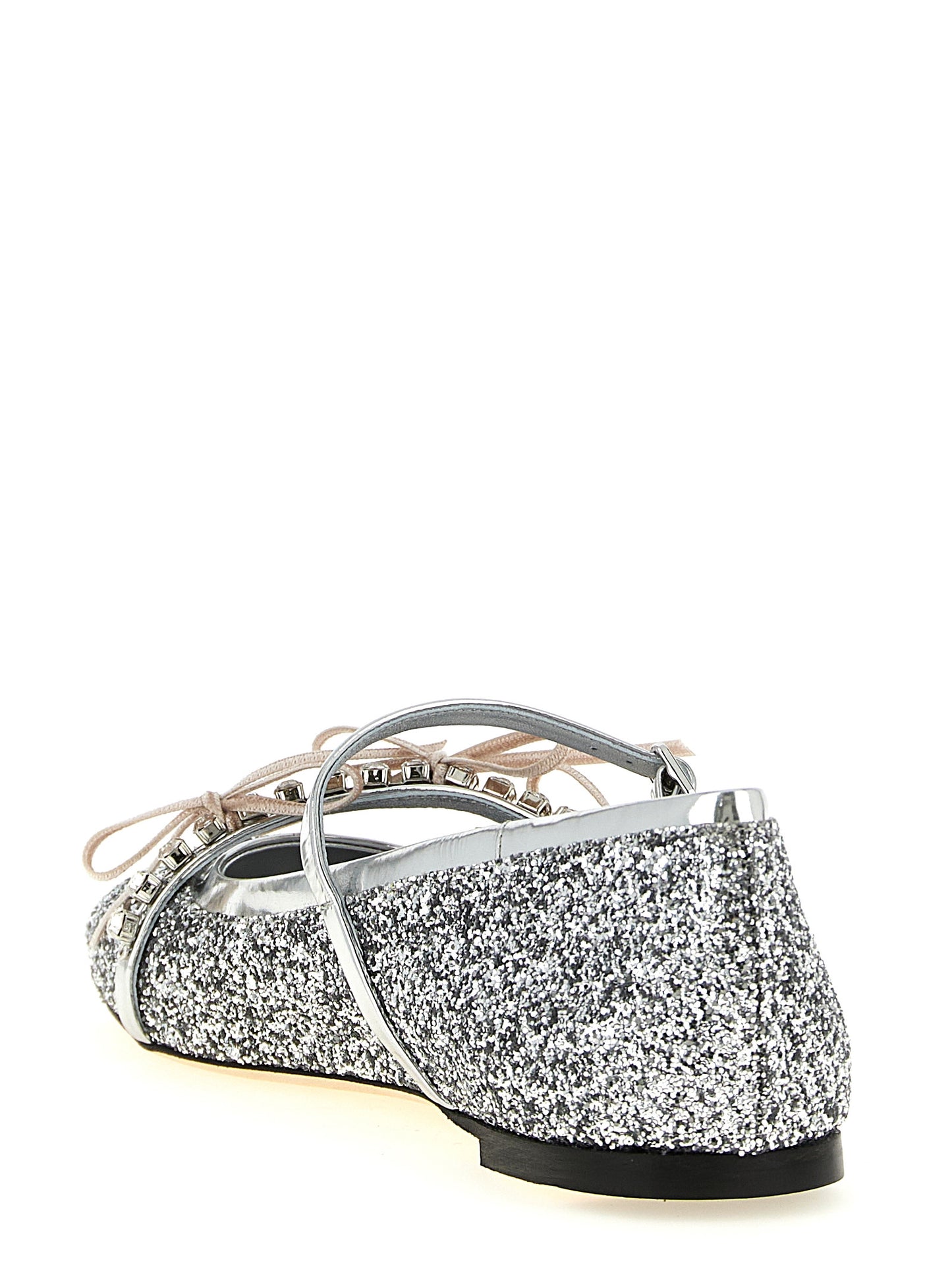 Silver Tencel Ballet Flats