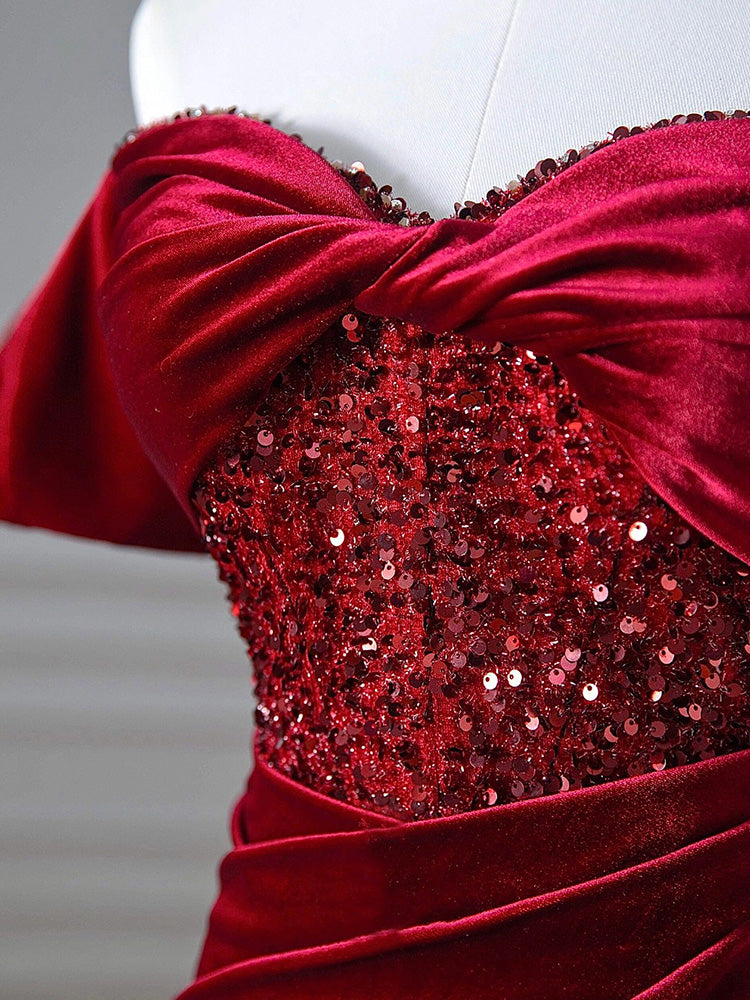 The Windsor Velvet Evening Gown – Ruby Red