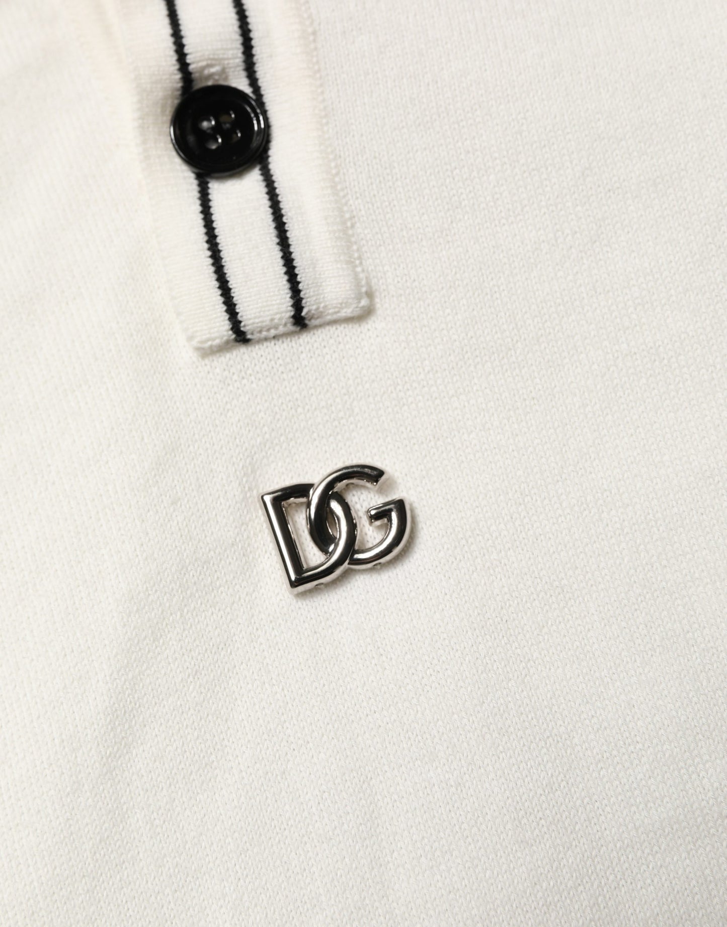 White Cotton Blend Men Polo Pullover Sweater