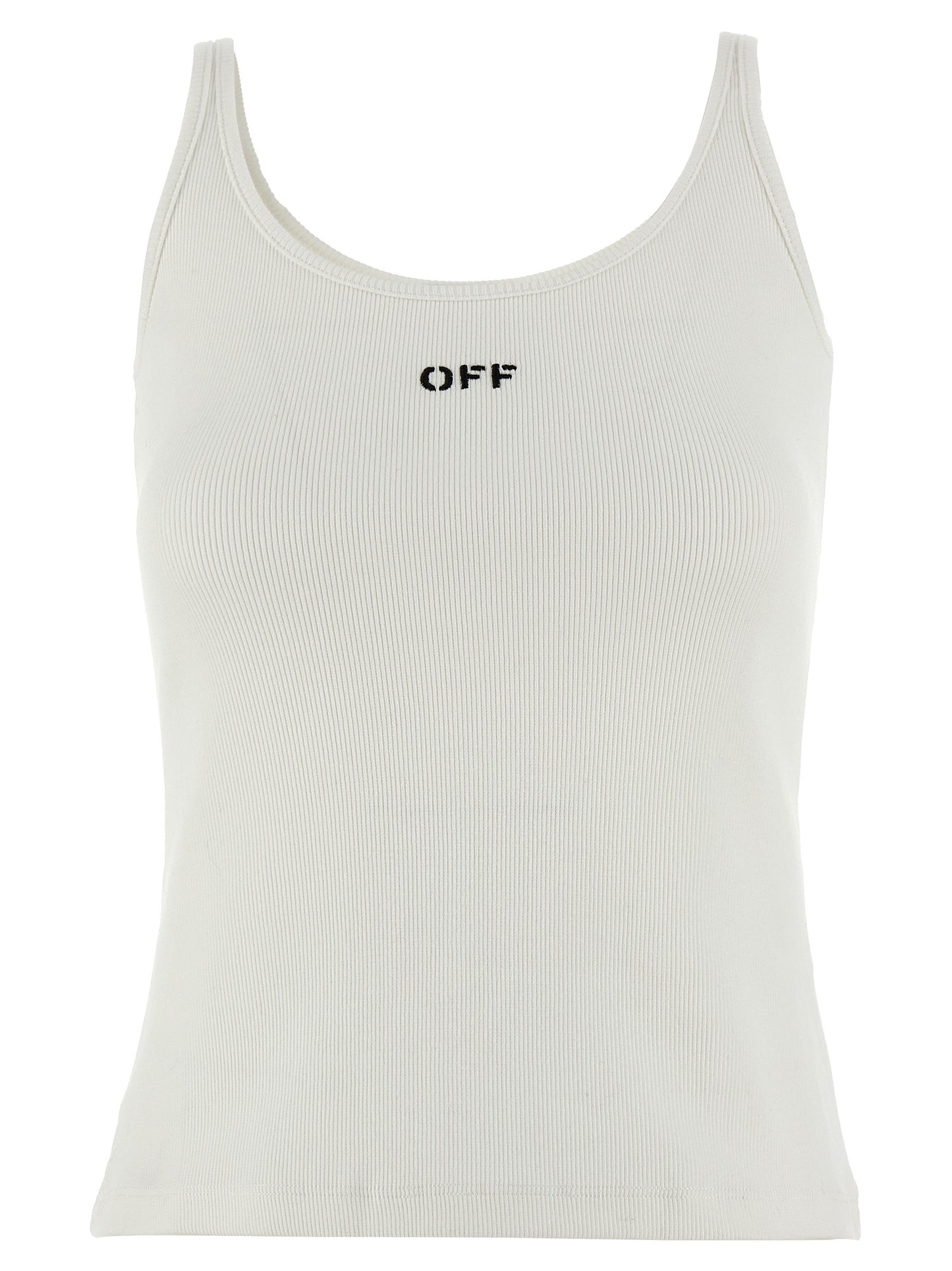 White Cotton Sleeveles T-Shirt