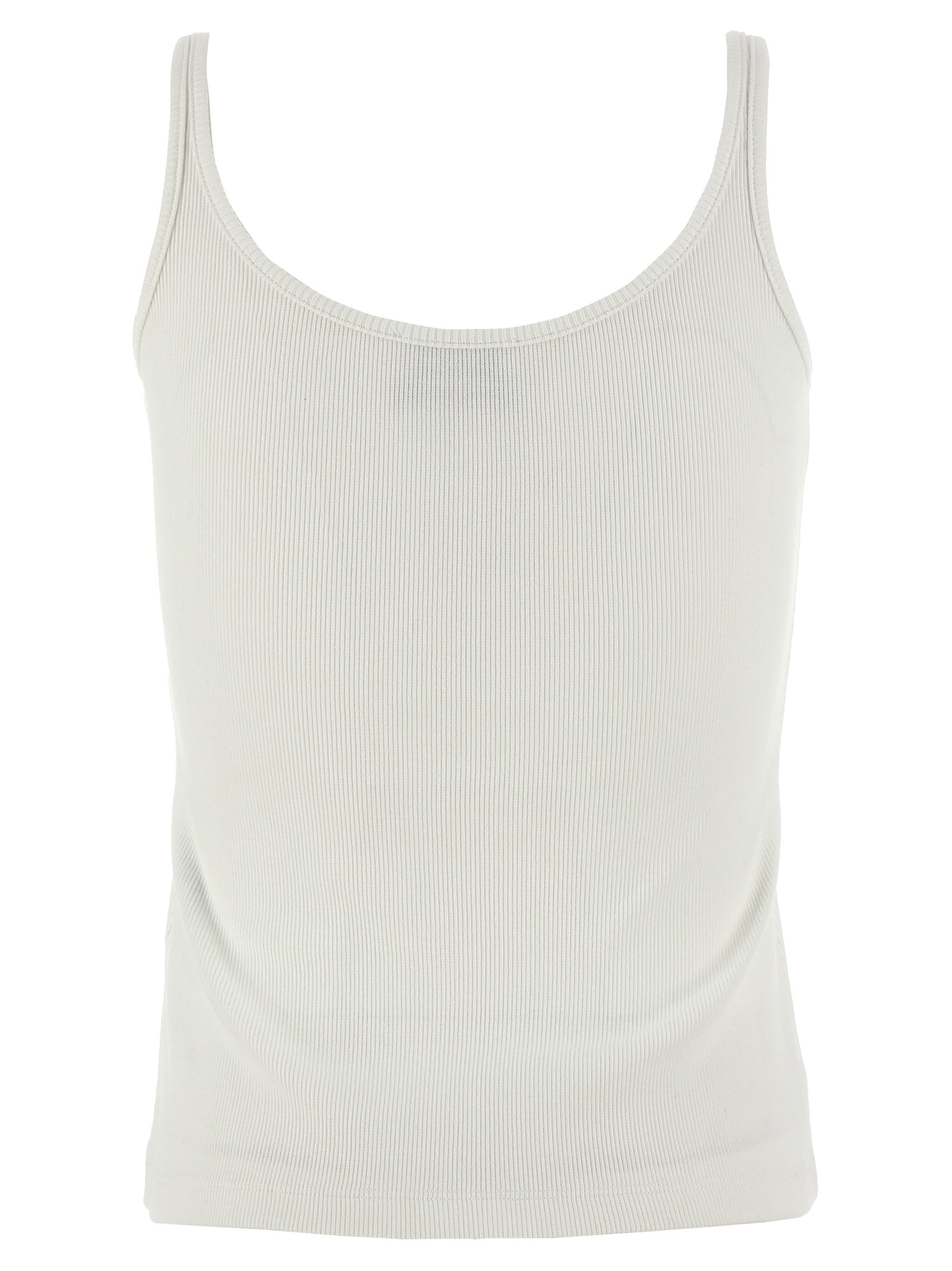 White Cotton Sleeveles T-Shirt