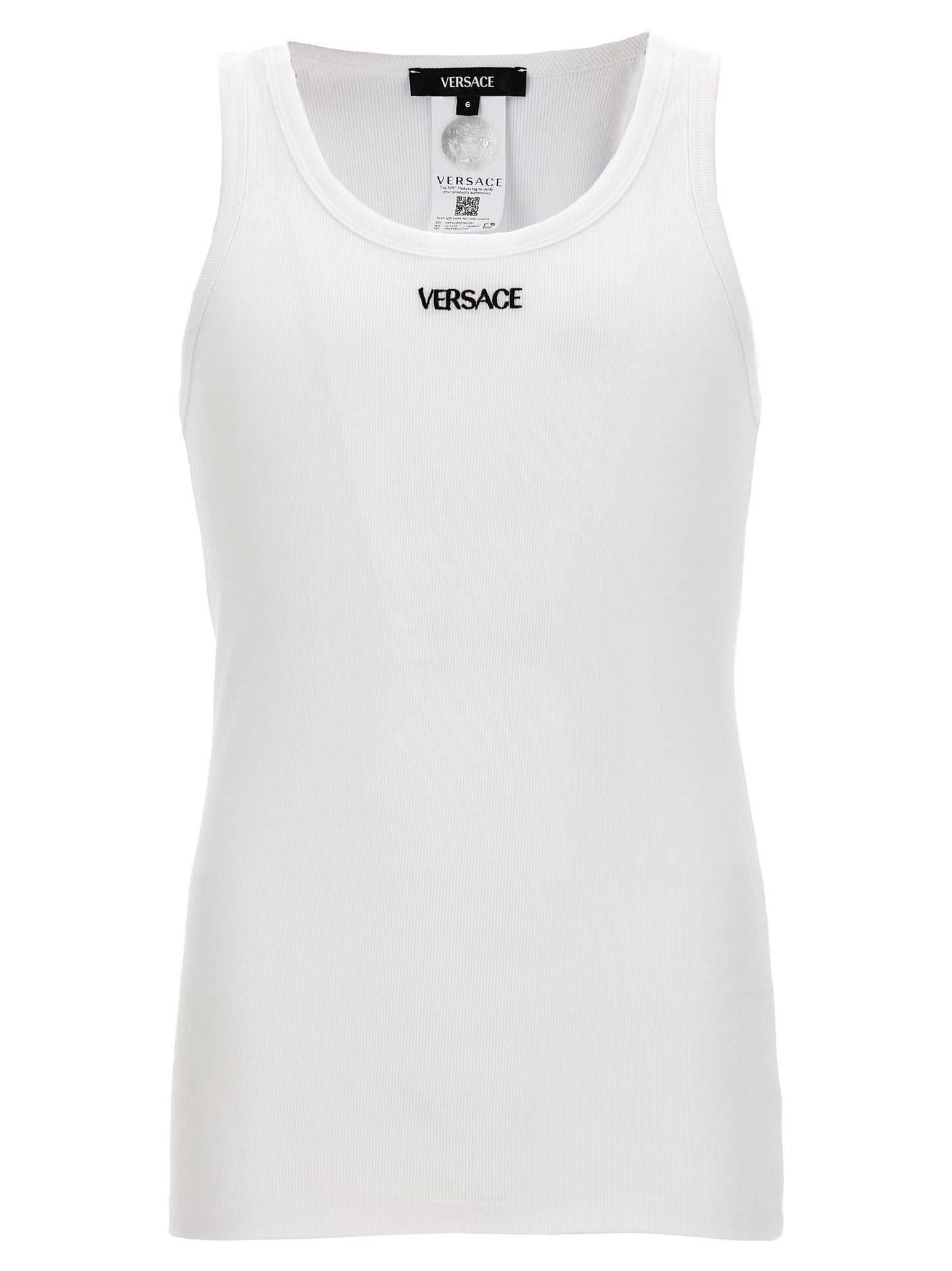White Cotton Sleeveles T-Shirt