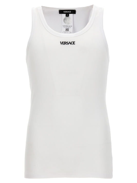 White Cotton Sleeveles T-Shirt