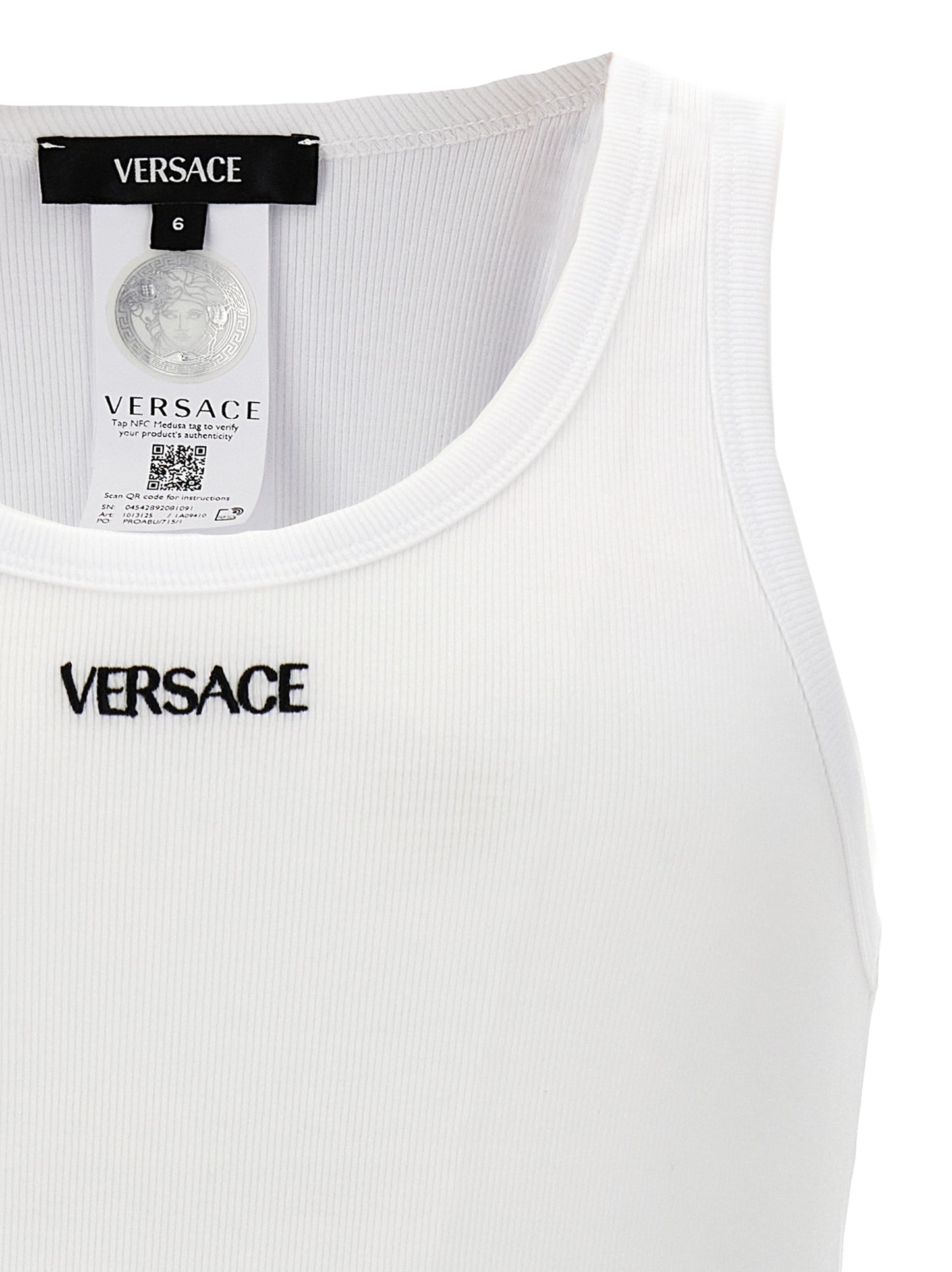 White Cotton Sleeveles T-Shirt