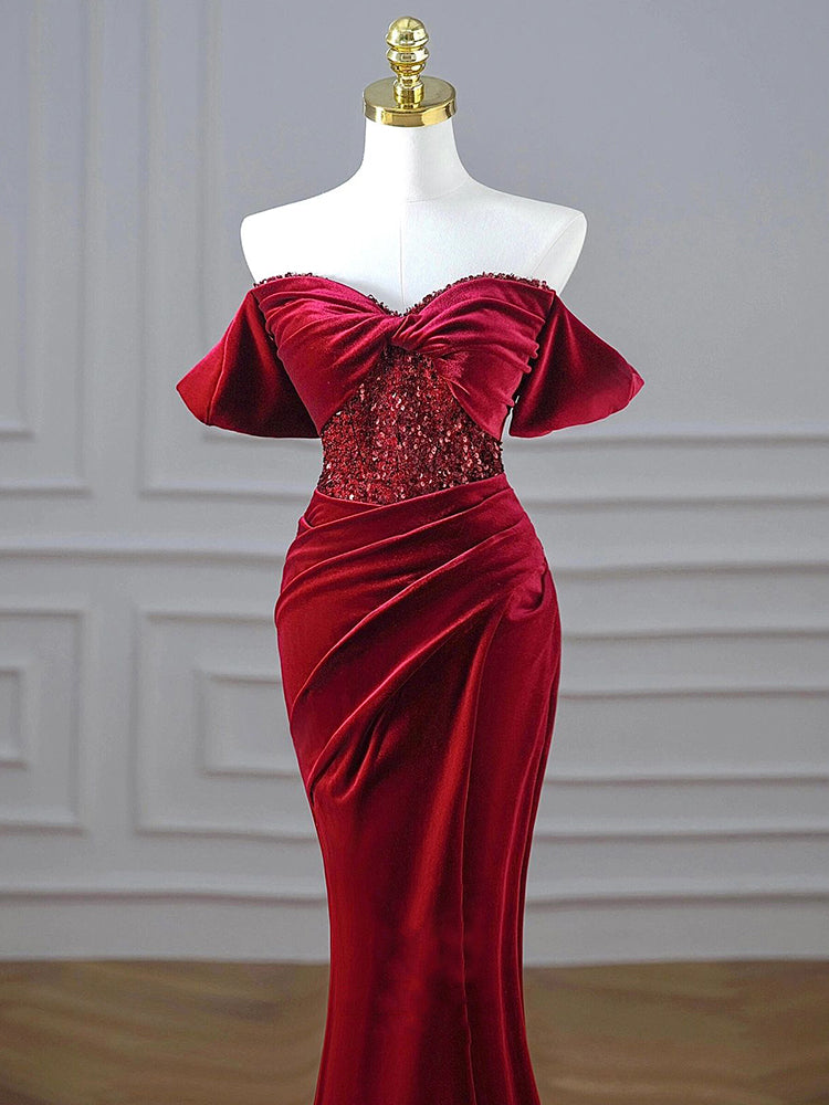 The Windsor Velvet Evening Gown – Ruby Red