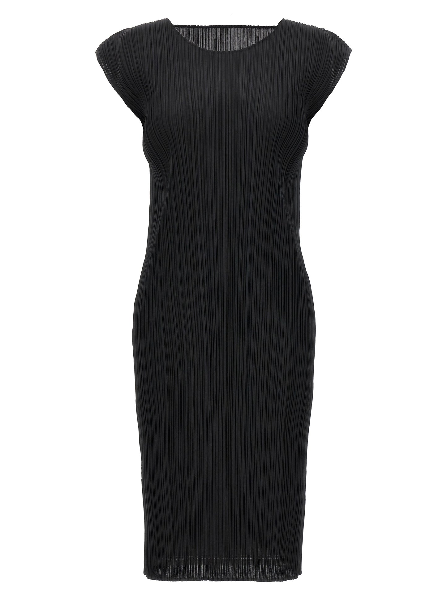 Black Polyester Midi Dress