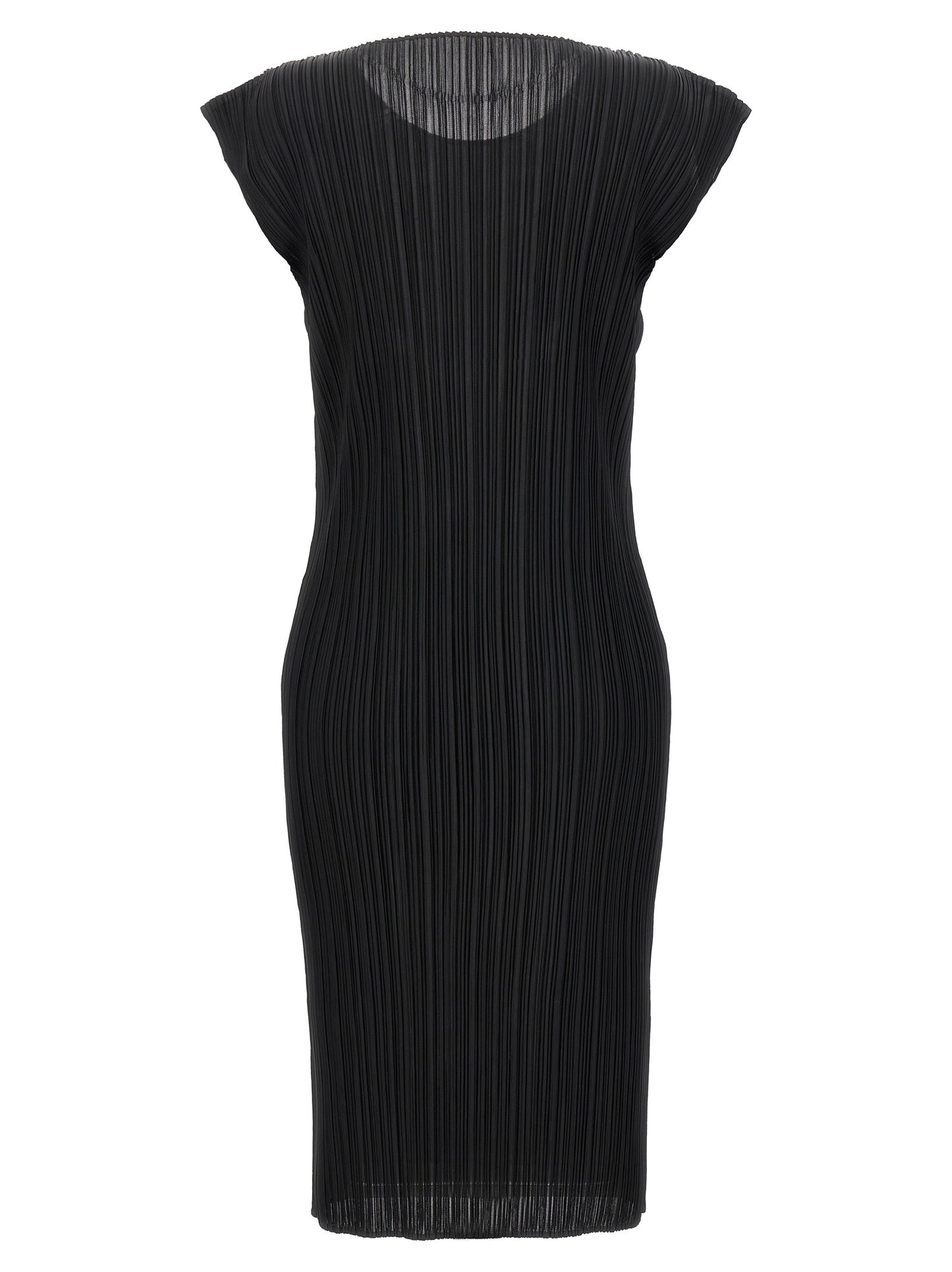 Black Polyester Midi Dress