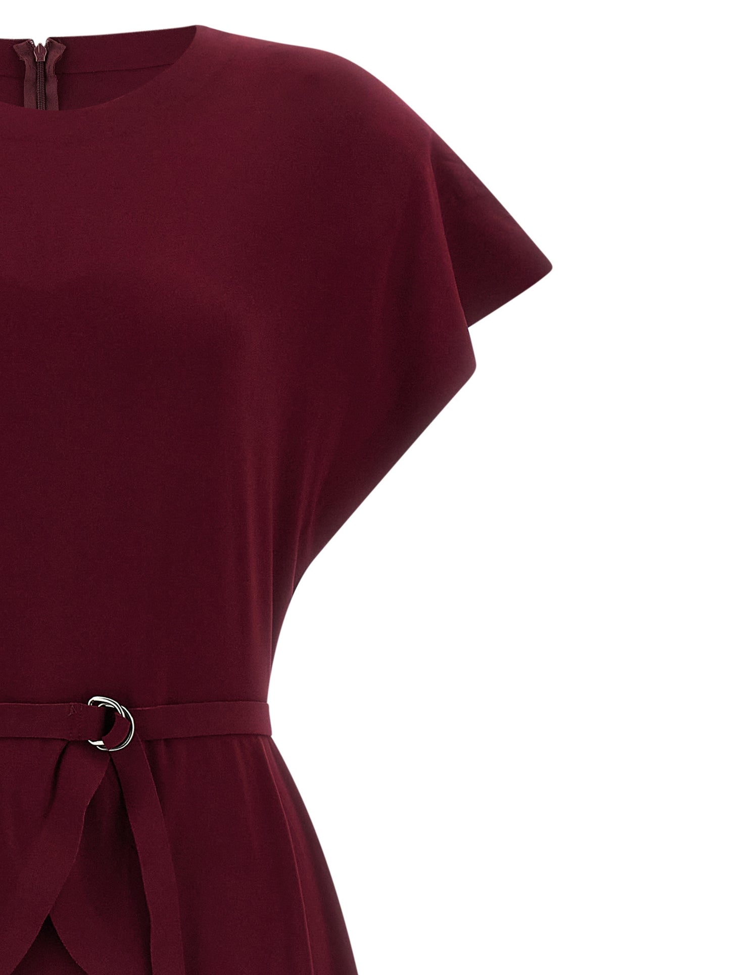 Bordeaux Polyester Midi Dress