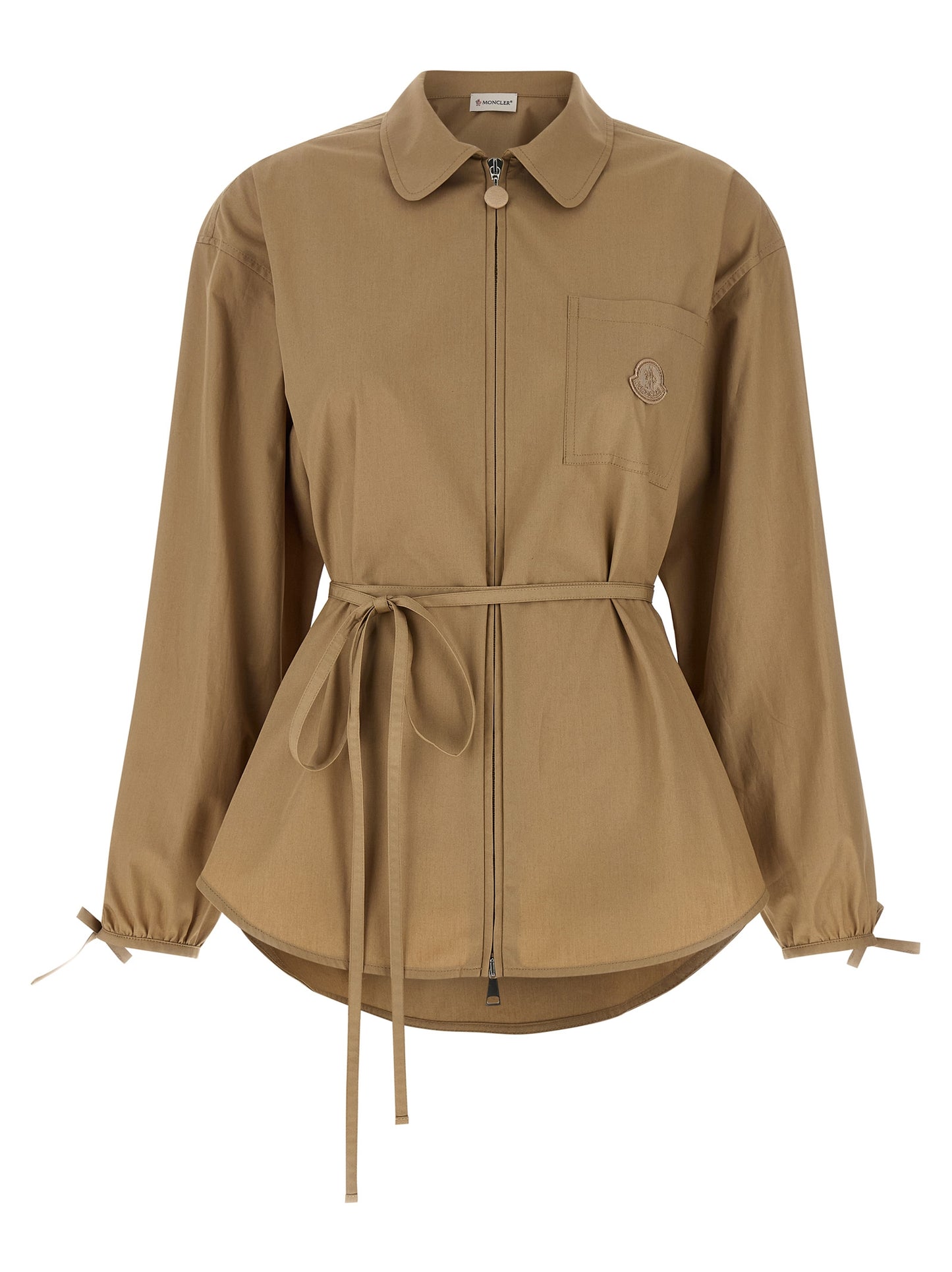 Beige Cotton Full-Length Jacket