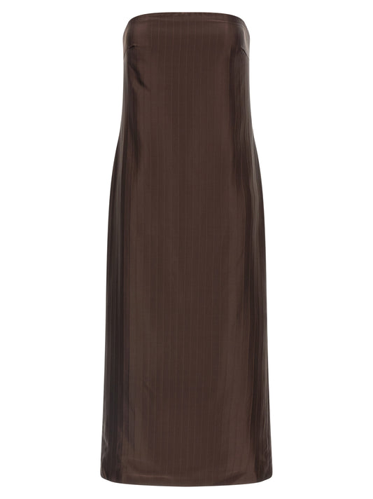 Brown Viscose Midi Dress