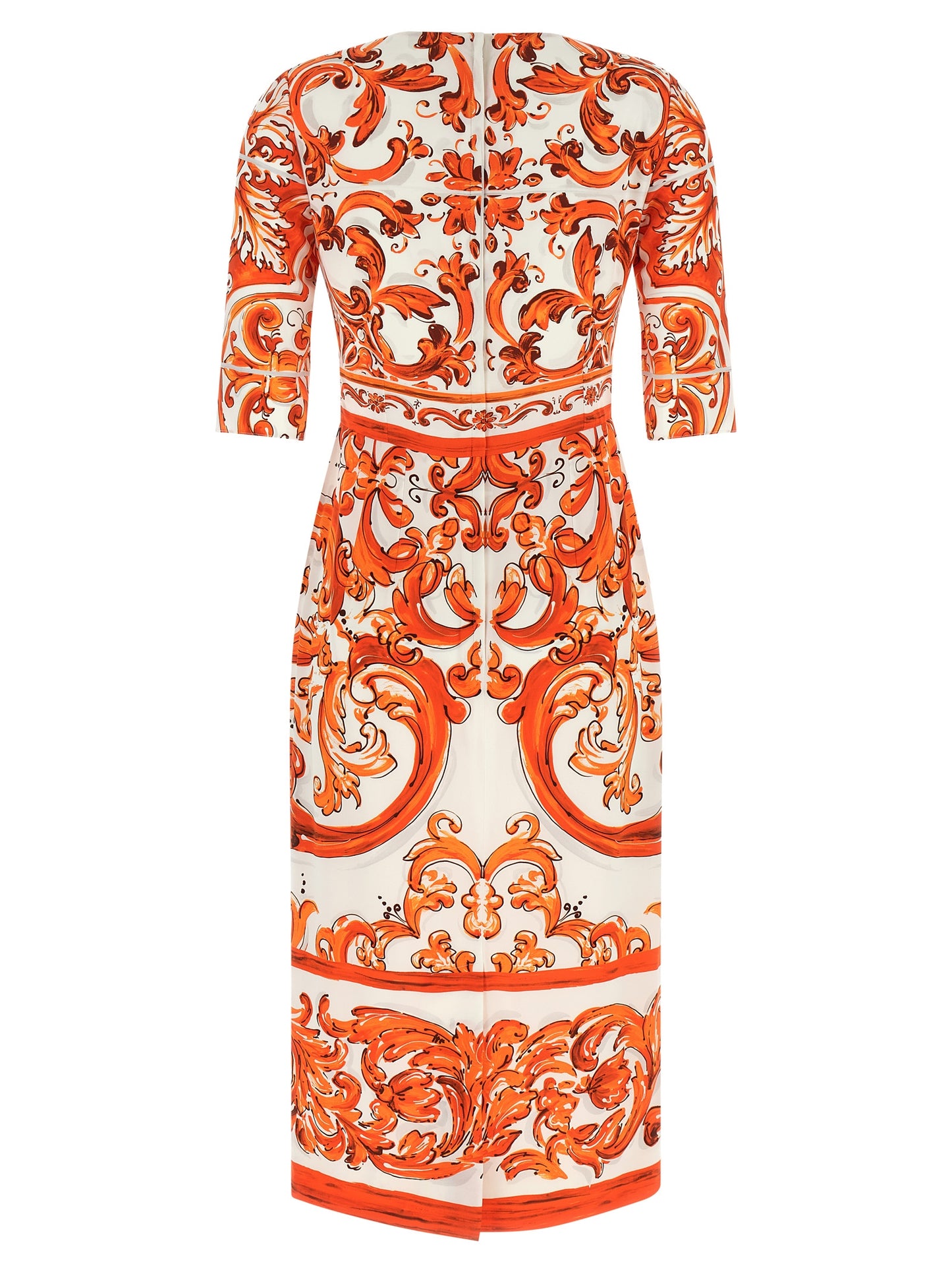 Dolce & Gabbana Orange Silk Midi Dress
