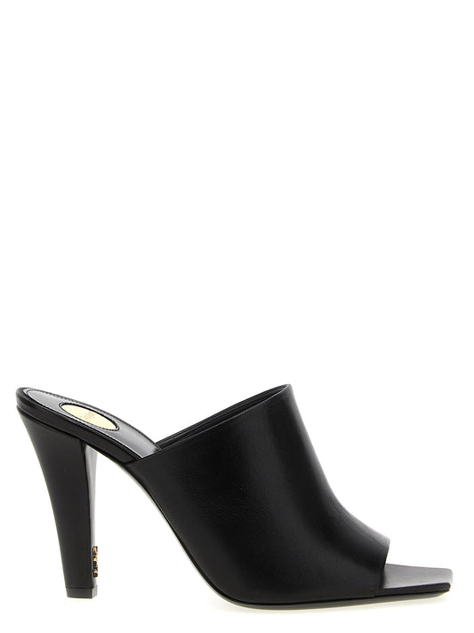 Saint Laurent Black Leather Stiletto Heel Sandals