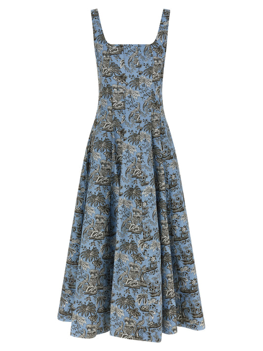 Blue Cotton Midi Dress
