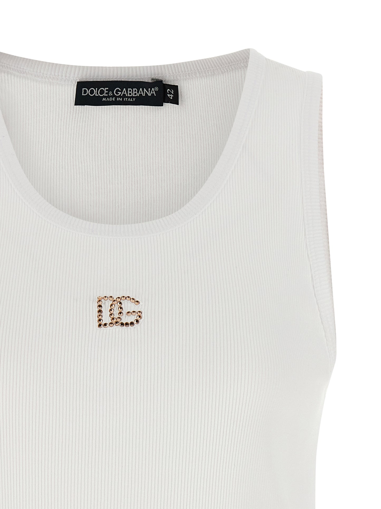 White Cotton Sleeveles T-Shirt