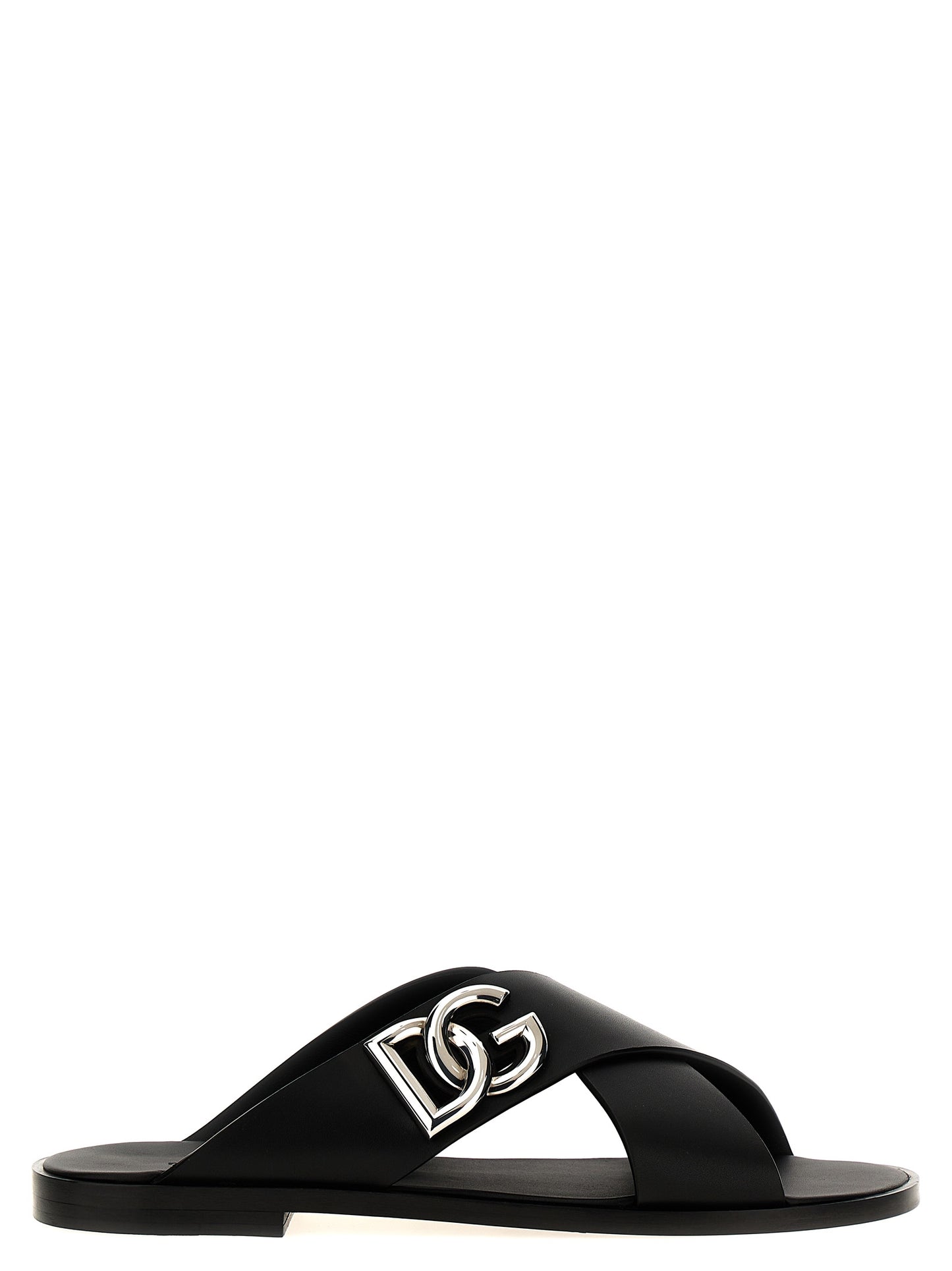 Black Calfskin Slides