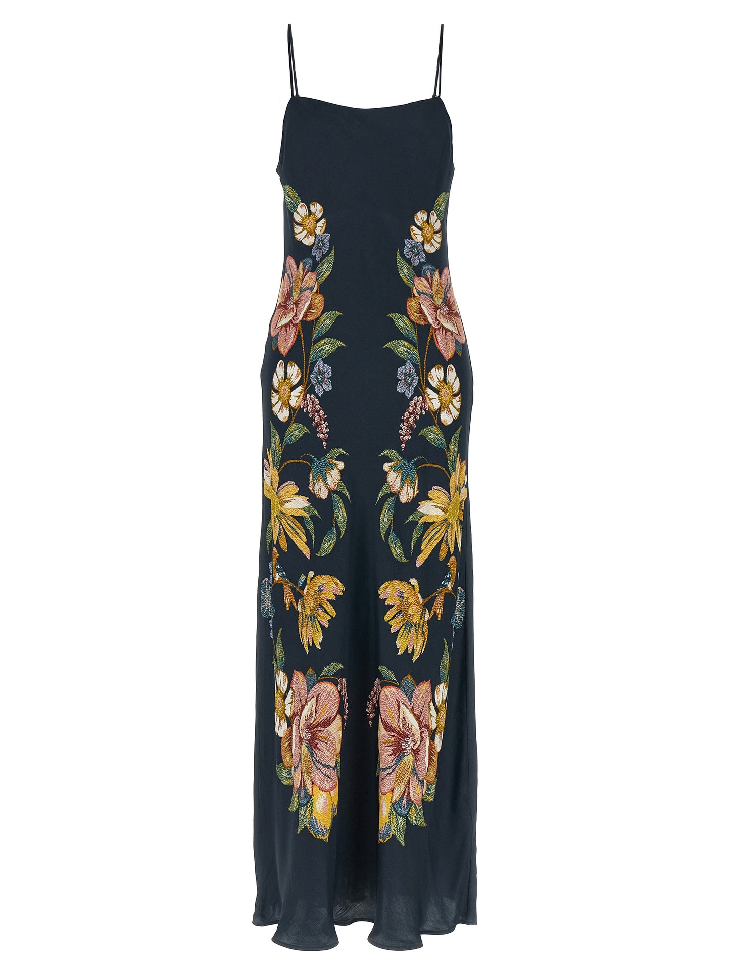 Blue Polyester Long Dress