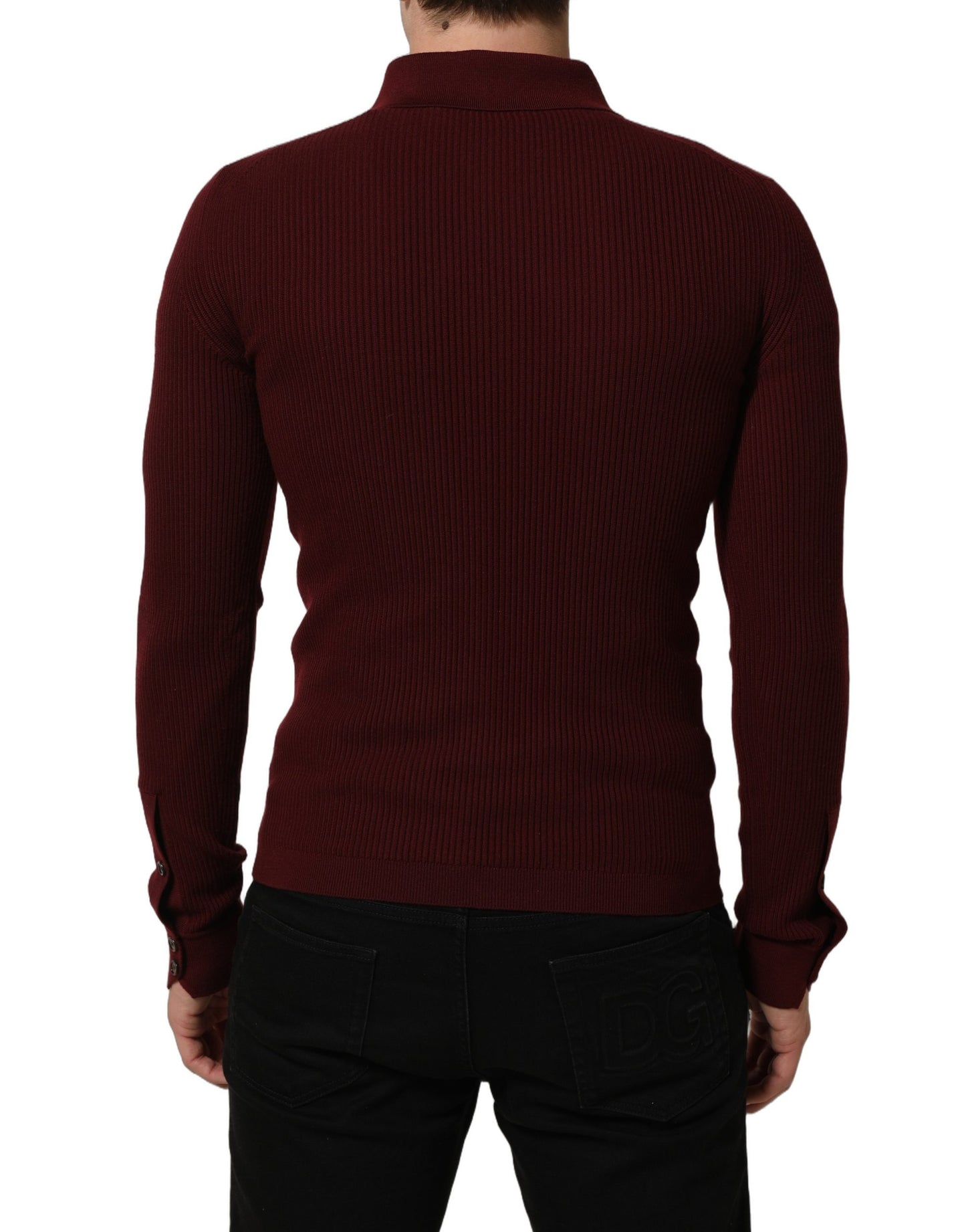 Burgundy Wool Button Down Cardigan Sweater