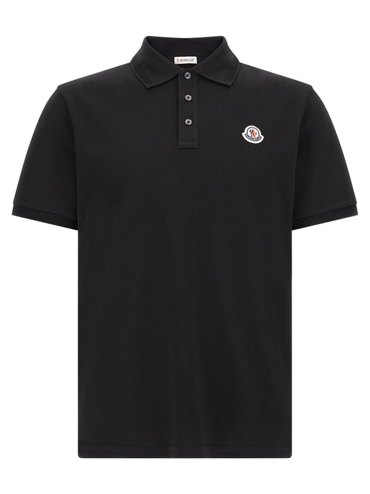 Moncler Black Cotton Polo Shirt