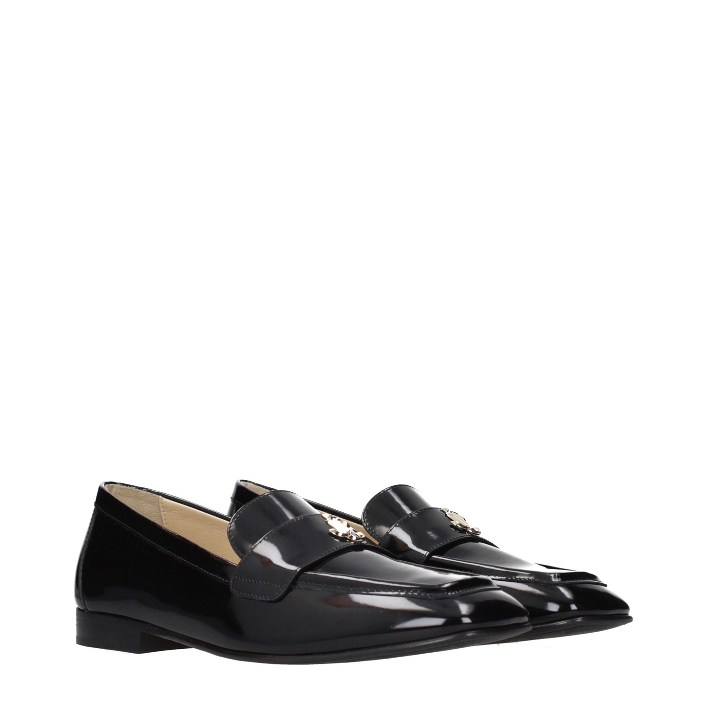 Jimmy Choo Black Leather Slip-On Flats