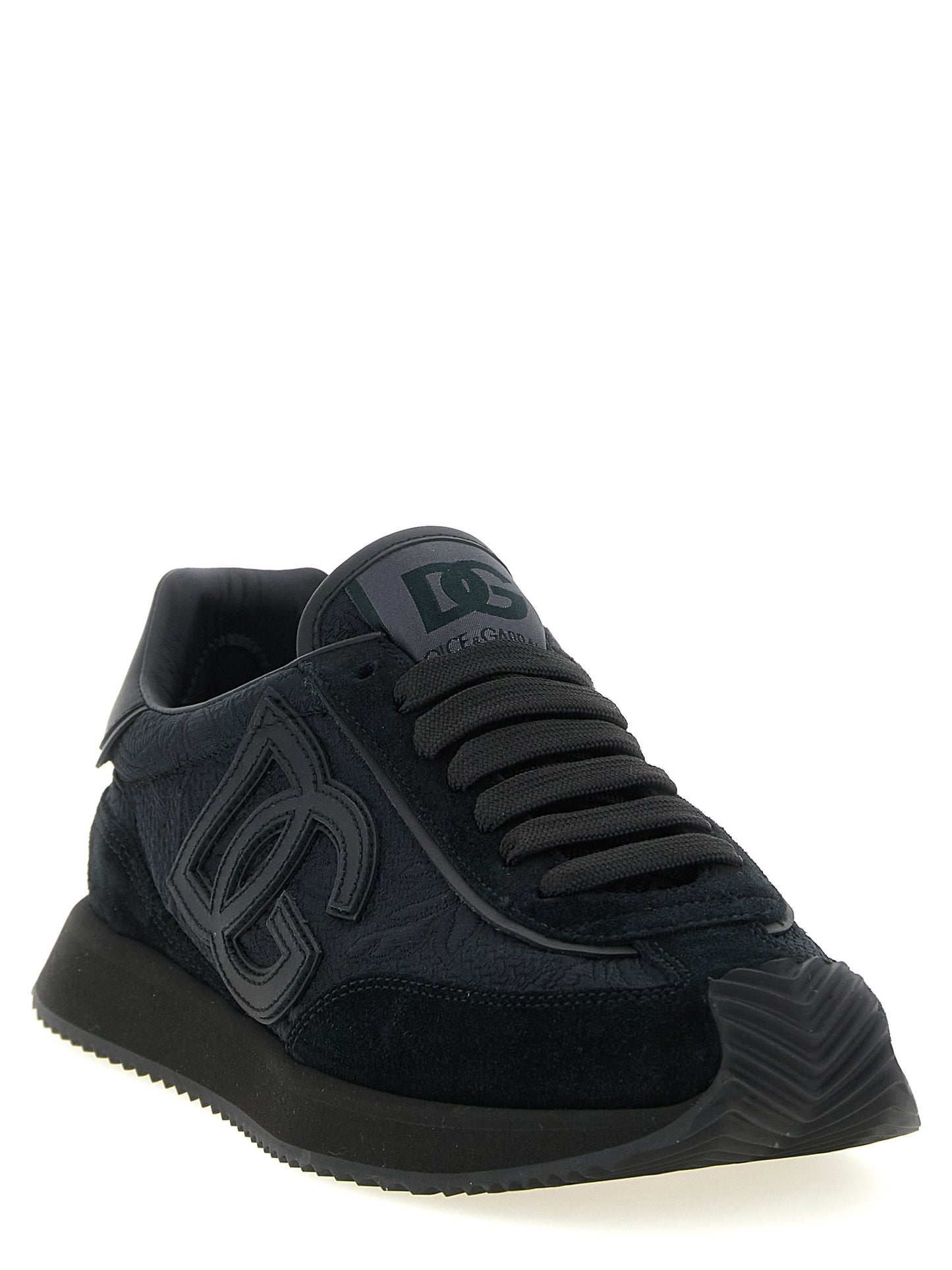 Dolce & Gabbana Black Leather Athletic Sneakers