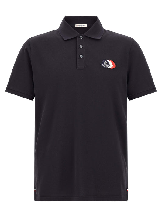 Moncler Blue Cotton Polo Shirt