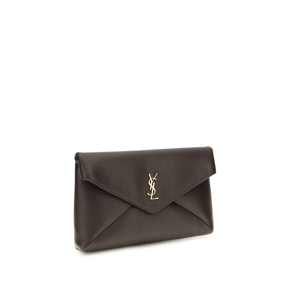 Saint Laurent Brown Lamb Ovis Aries Aries Clutch Bag