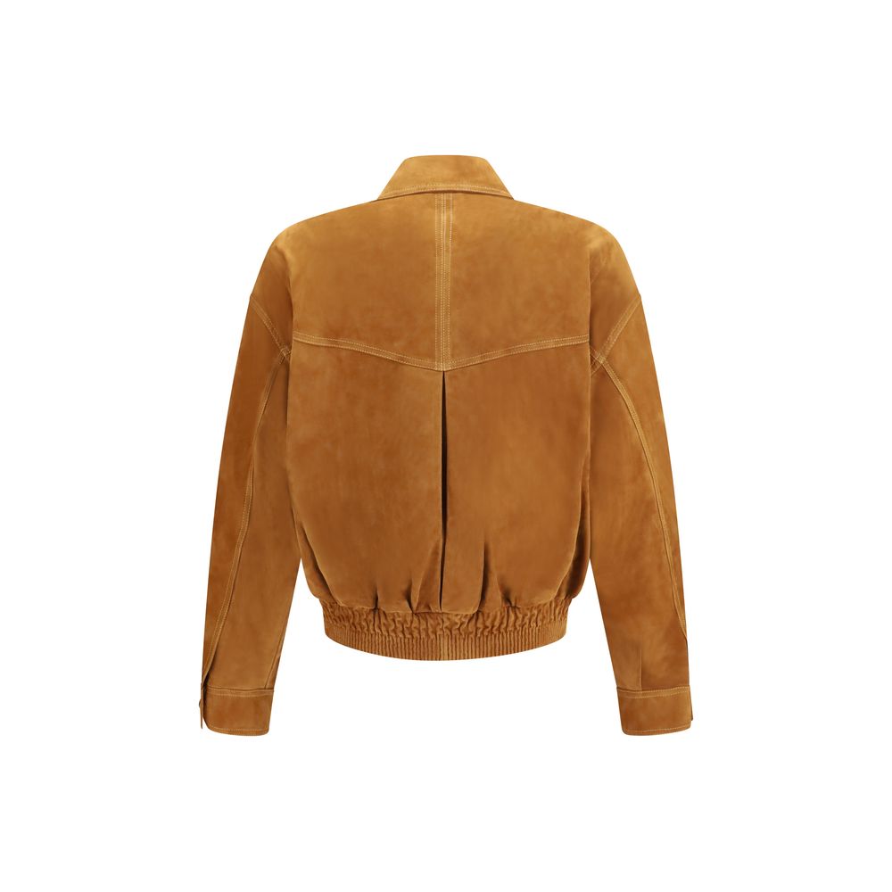 Versace Brown Lamb Ovis Aries Aries Leather Jacket
