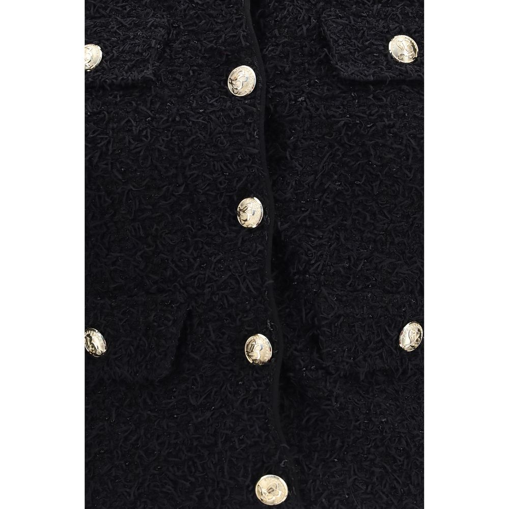 Balmain Black Viscose Full-Length Jacket