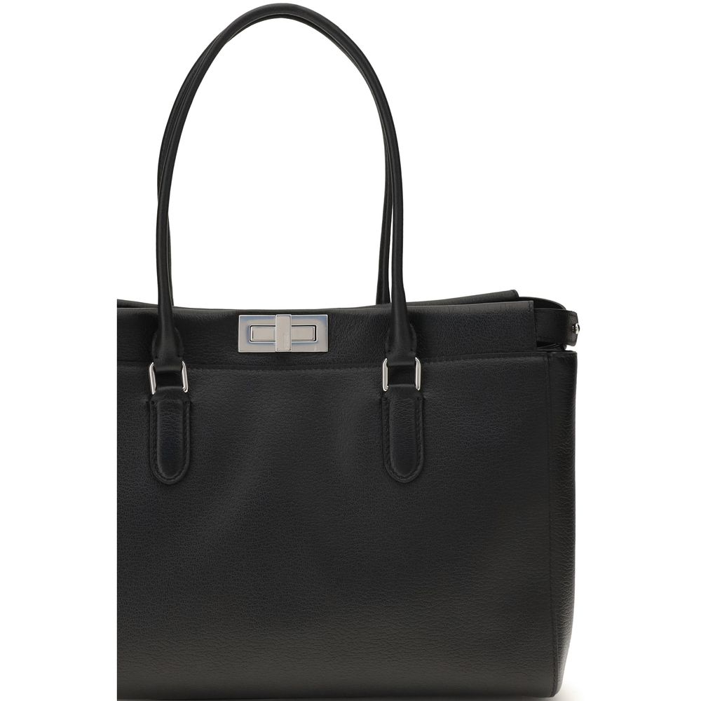 Fendi Black Calf Leather Bos Taurus Shoulder Bag