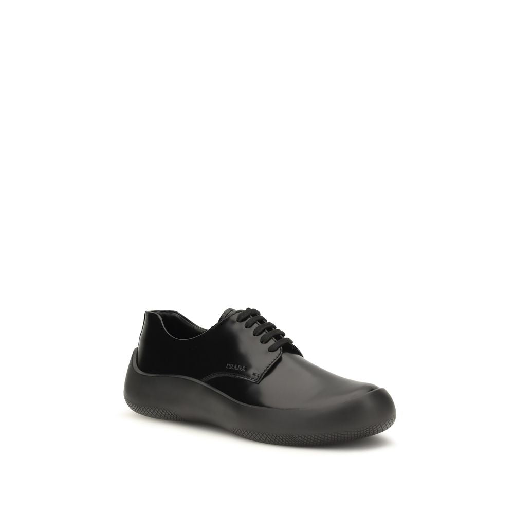 Prada Black Calf Leather Bos Taurus Low Top Sneakers