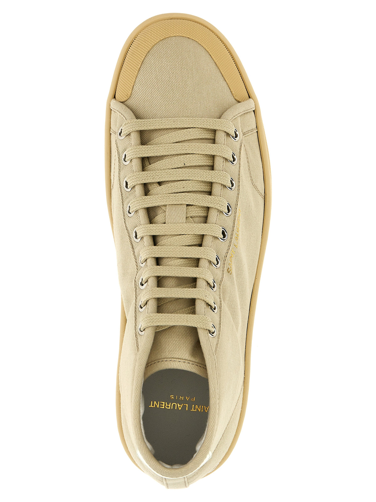 Saint Laurent Beige Cotton High Top Sneakers