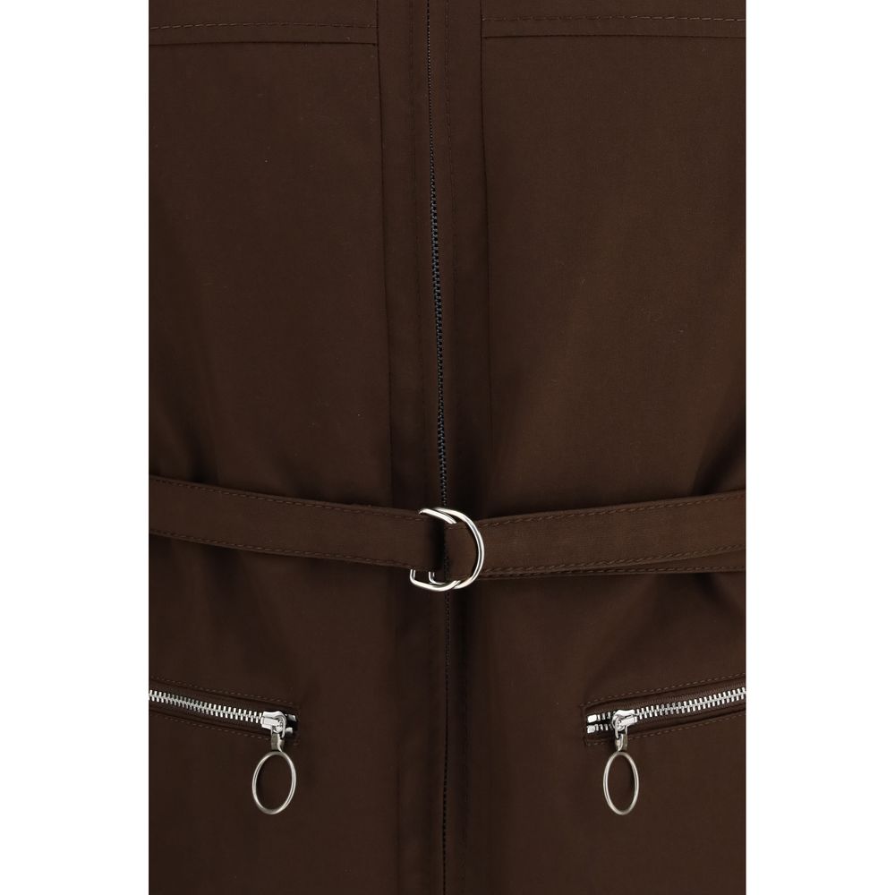Prada Brown Polyester Full-Length Jacket