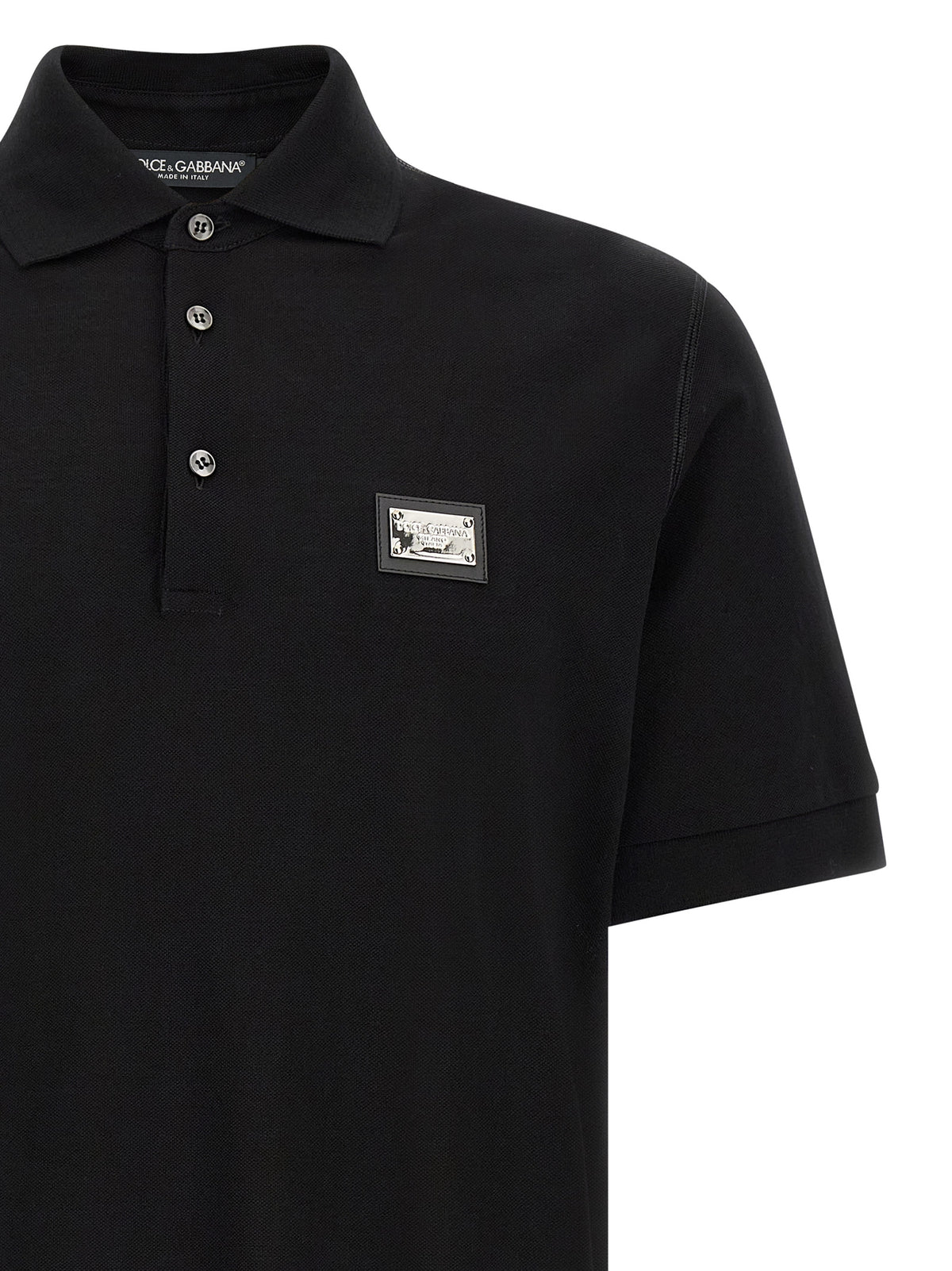 Dolce & Gabbana Black Cotton Polo Shirt