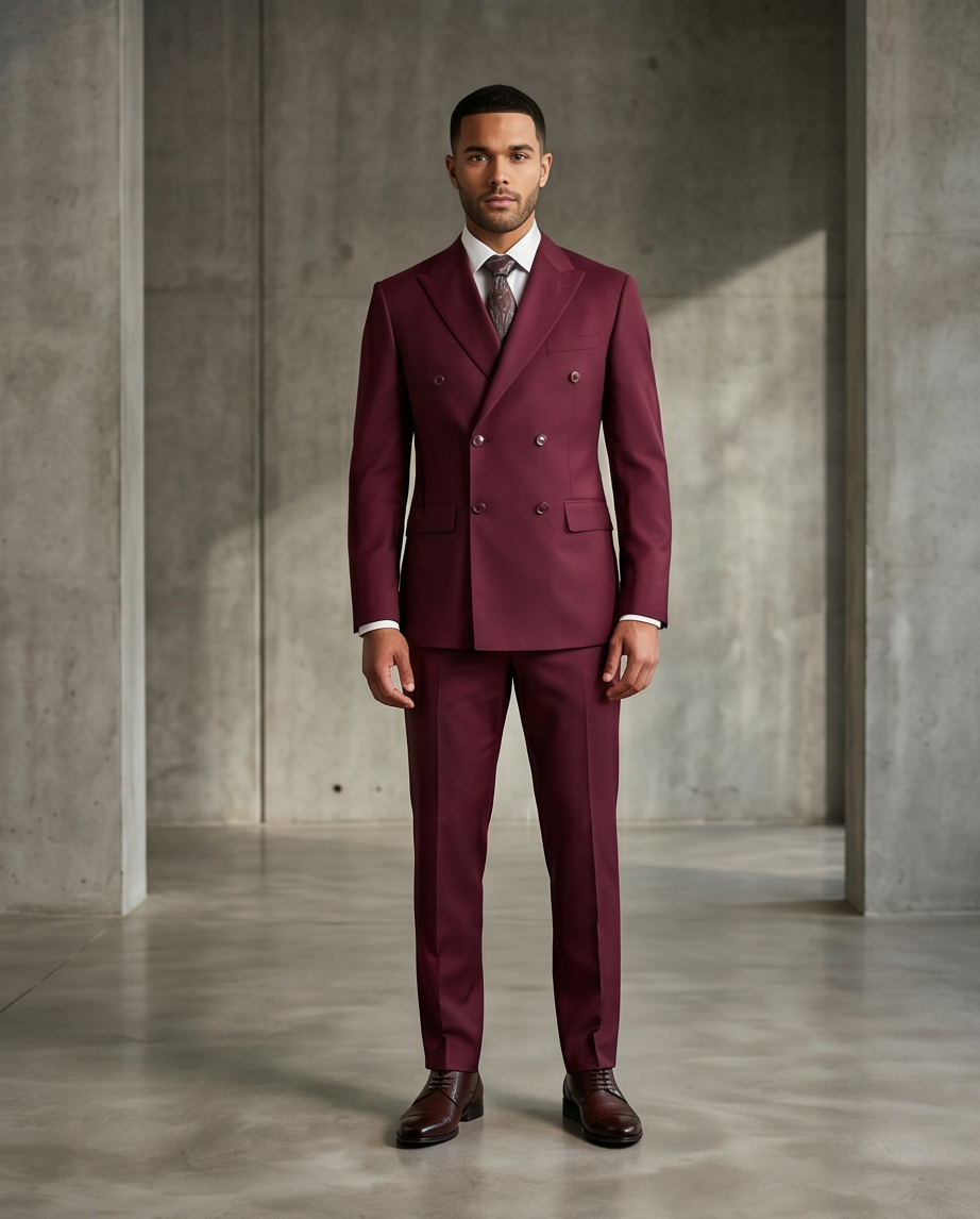 The Burgundy Tailored Double-Breasted Suit