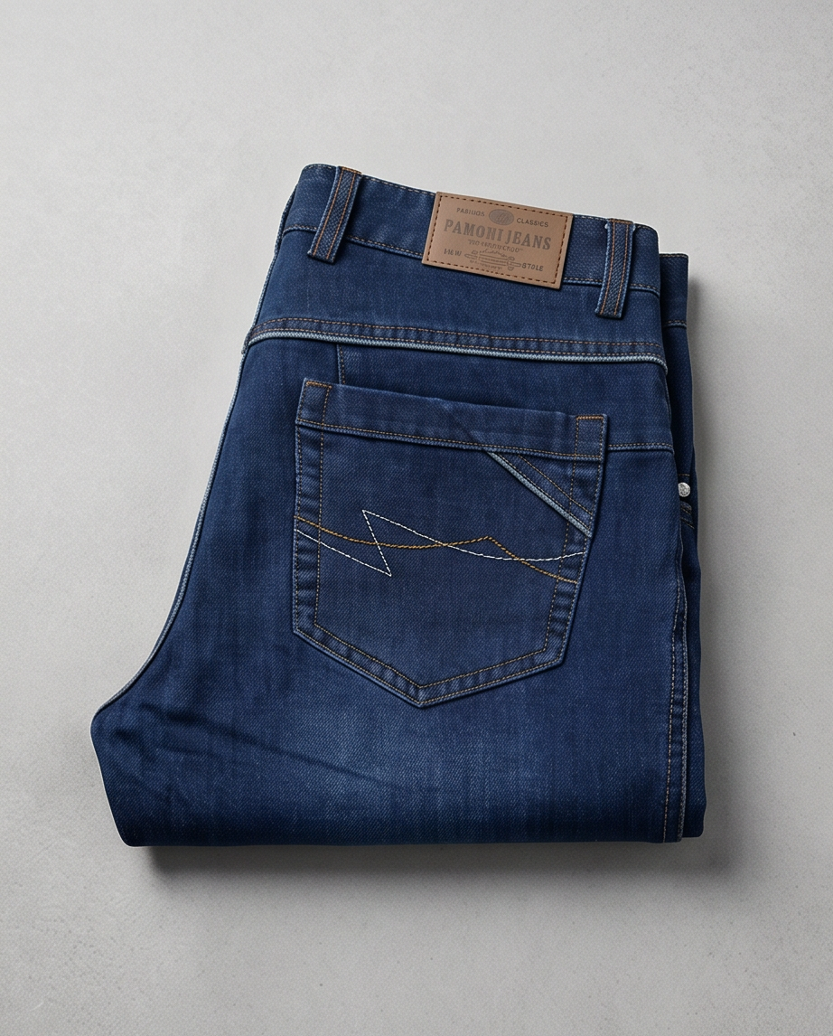 Men’s Classic Regular Fit 100% Cotton Denim Jeans – Dark Wash