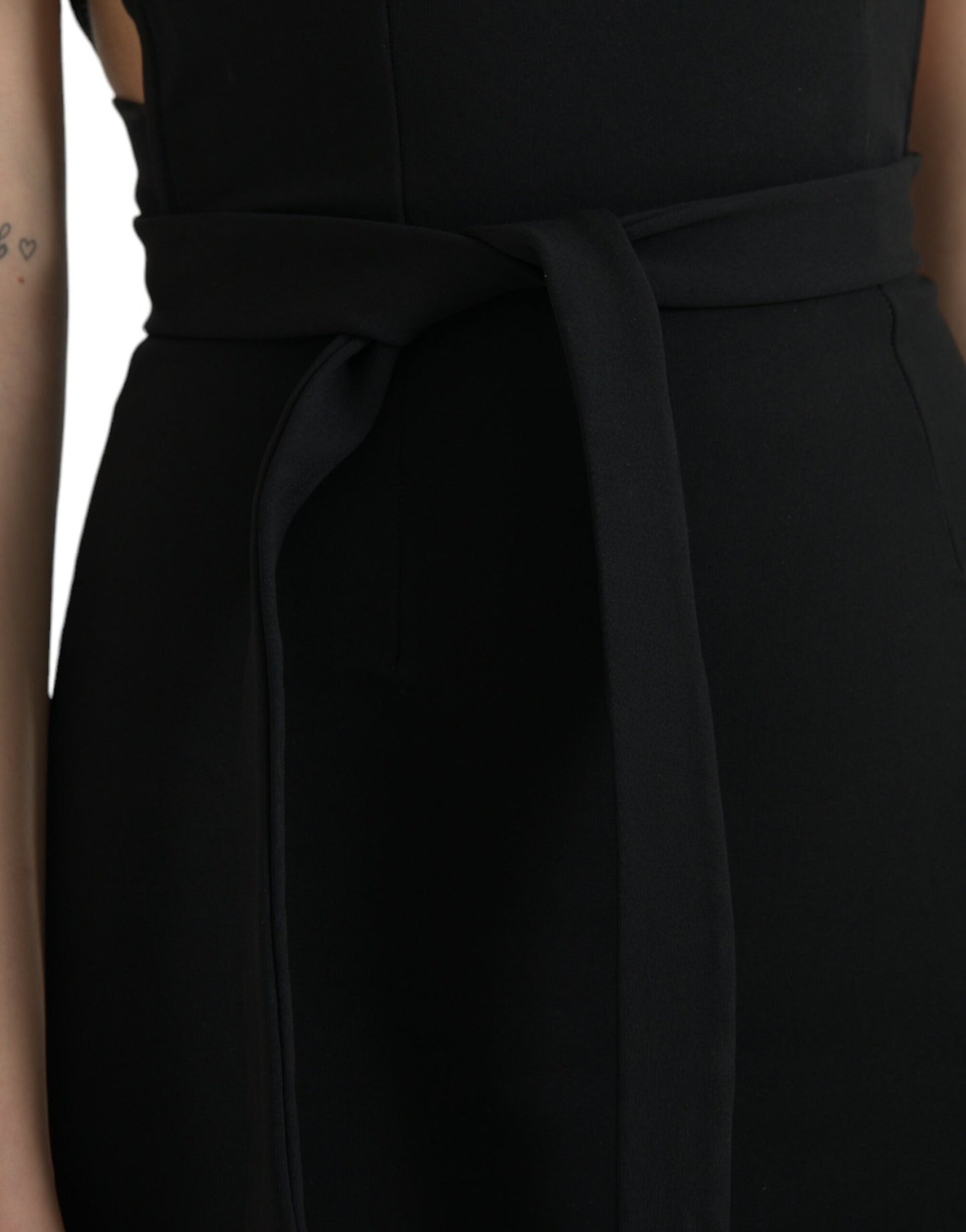 Dolce & Gabbana Black Sheath Halter Sleeveless Midi Dress