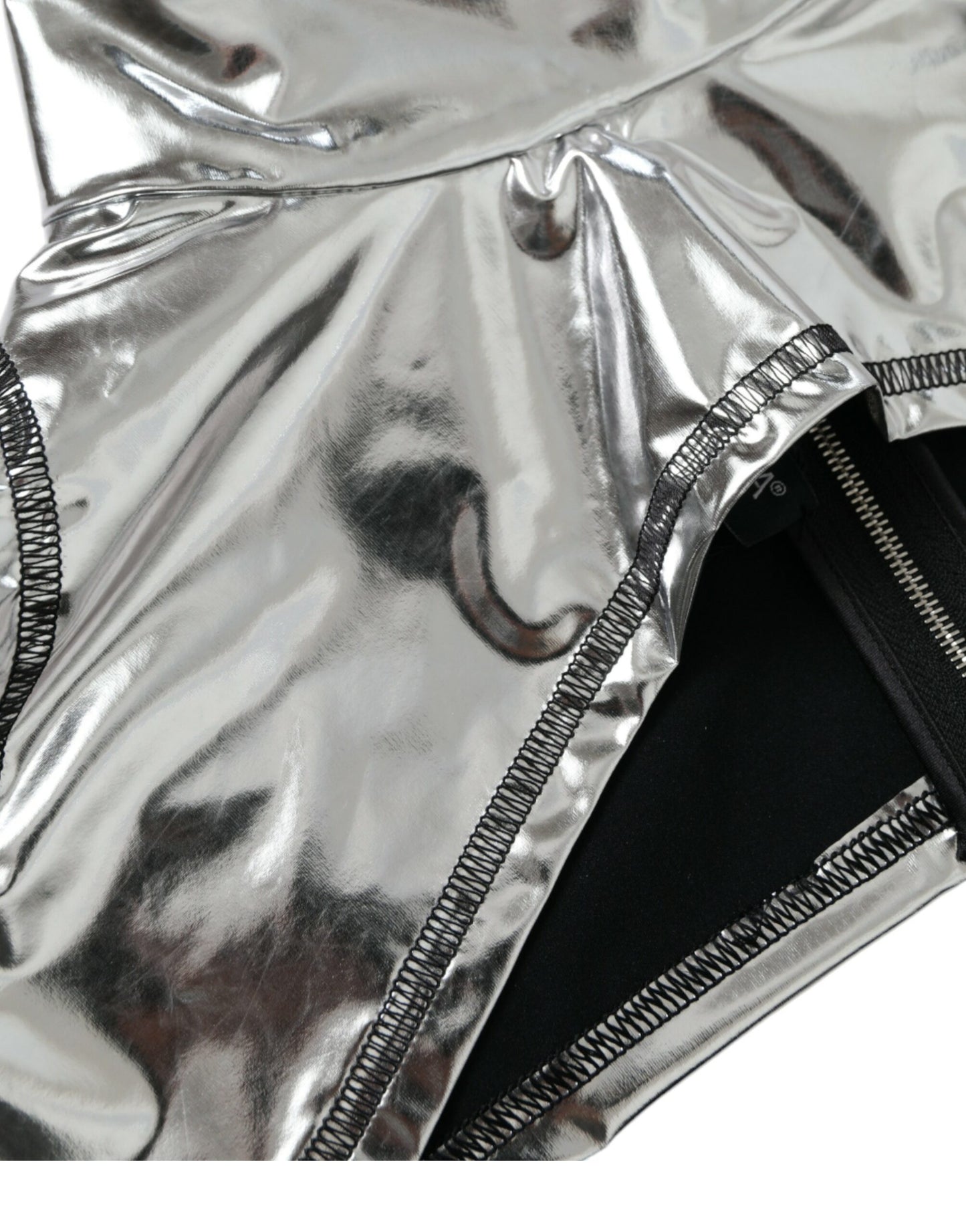 Silver Polyester Stretch Top