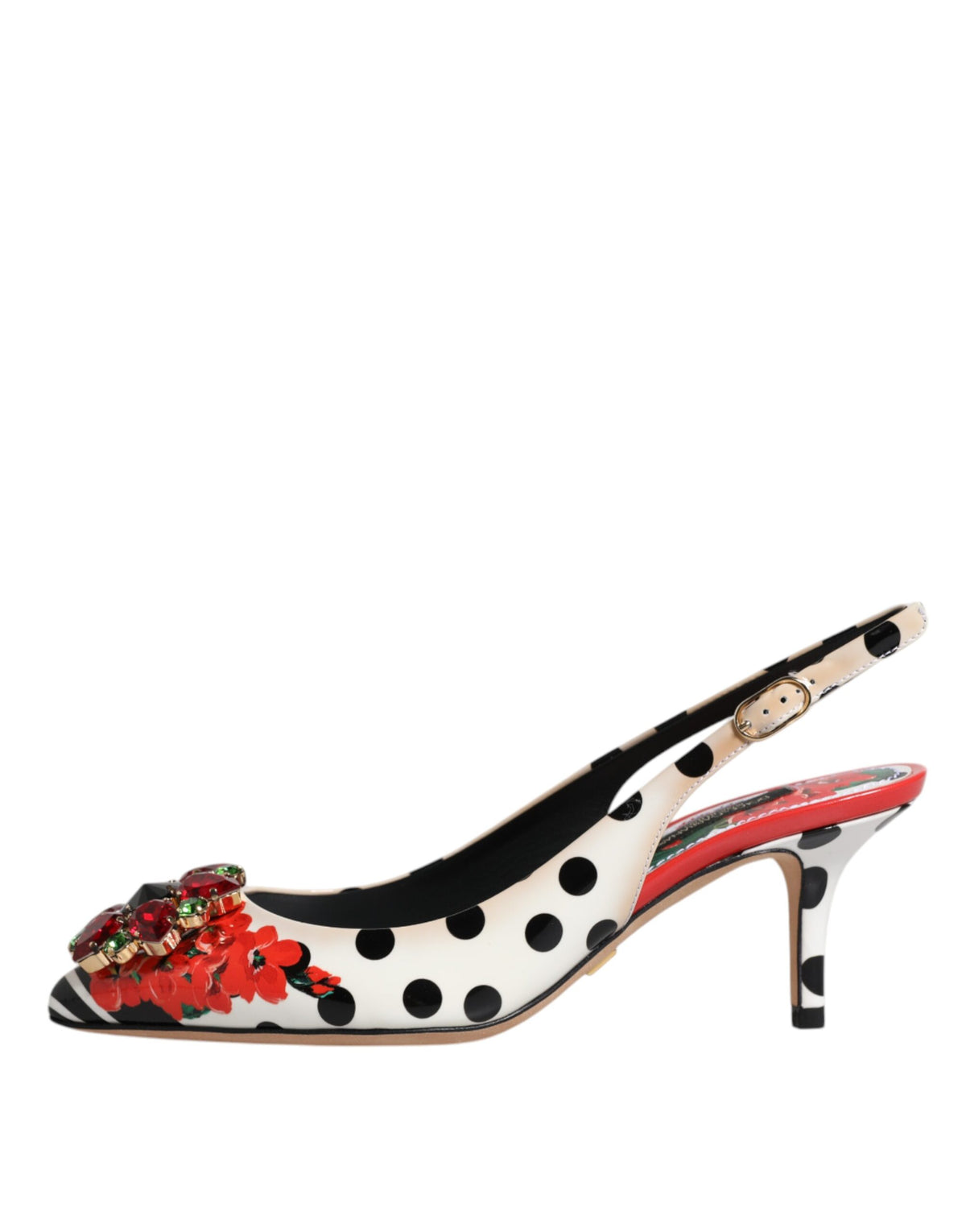 Dolce & Gabbana Multicolor Leather Crystal Heels Slingback Shoes