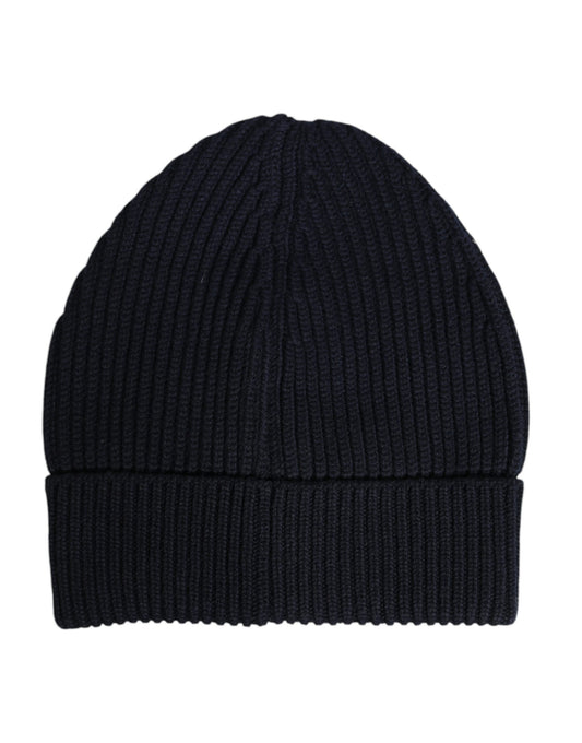 Blue Cashmere Knitted Winter Beanie Hat