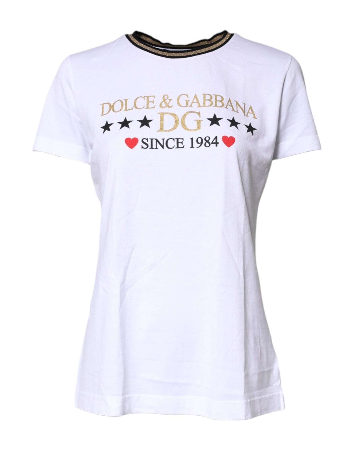 White Printed Round Neck Top Cotton T-shirt