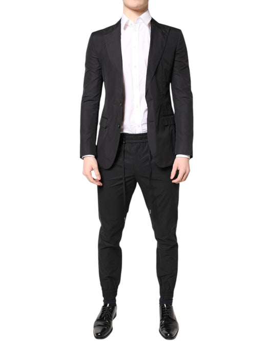 Dolce & Gabbana Black Cotton TAORMINA Formal 2 Piece Suit